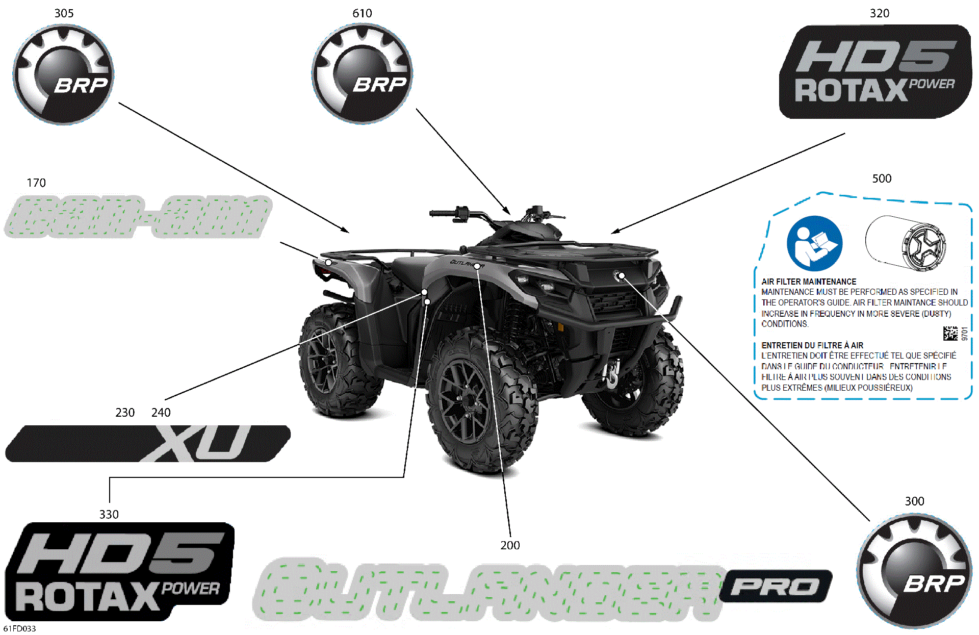 An Image of a Genuine Can-Am Parts Schematic Diagram showing the schematic - BODY - FEATURE DECALS