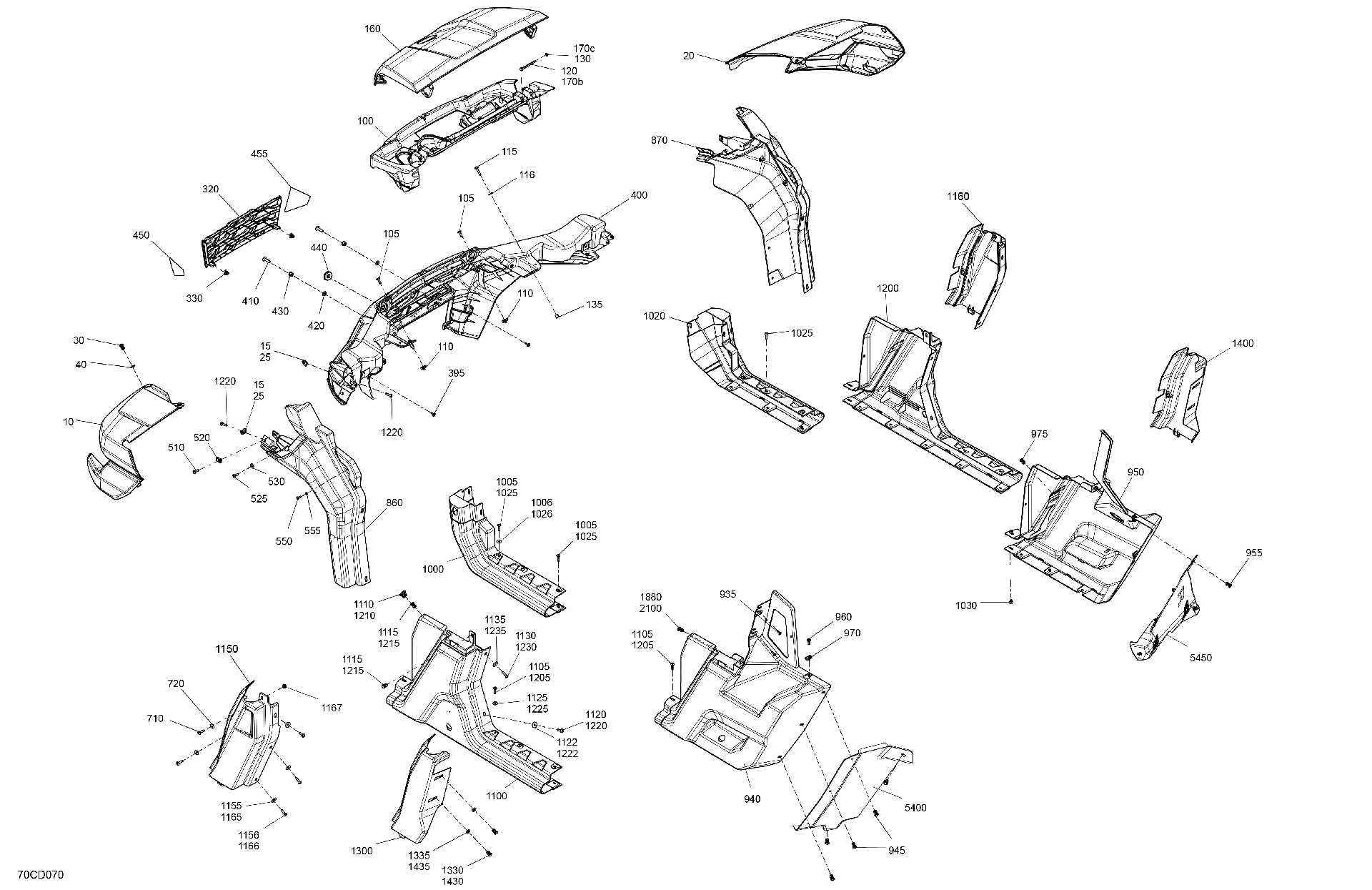 An Image of a Genuine Can-Am Parts Schematic Diagram showing the schematic - BODY - SYSTEM