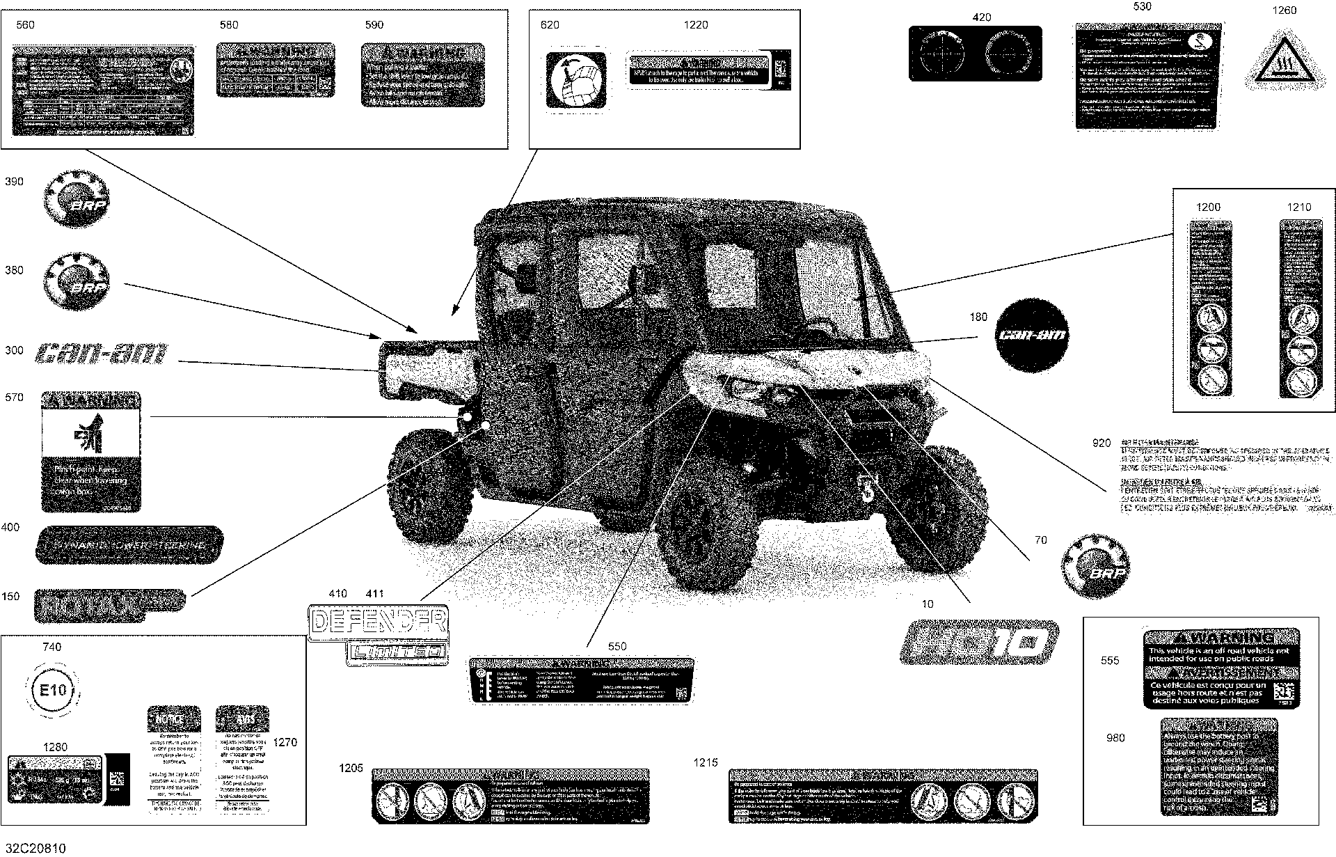 An Image of a Genuine Can-Am Parts Schematic Diagram showing the schematic - DECALS