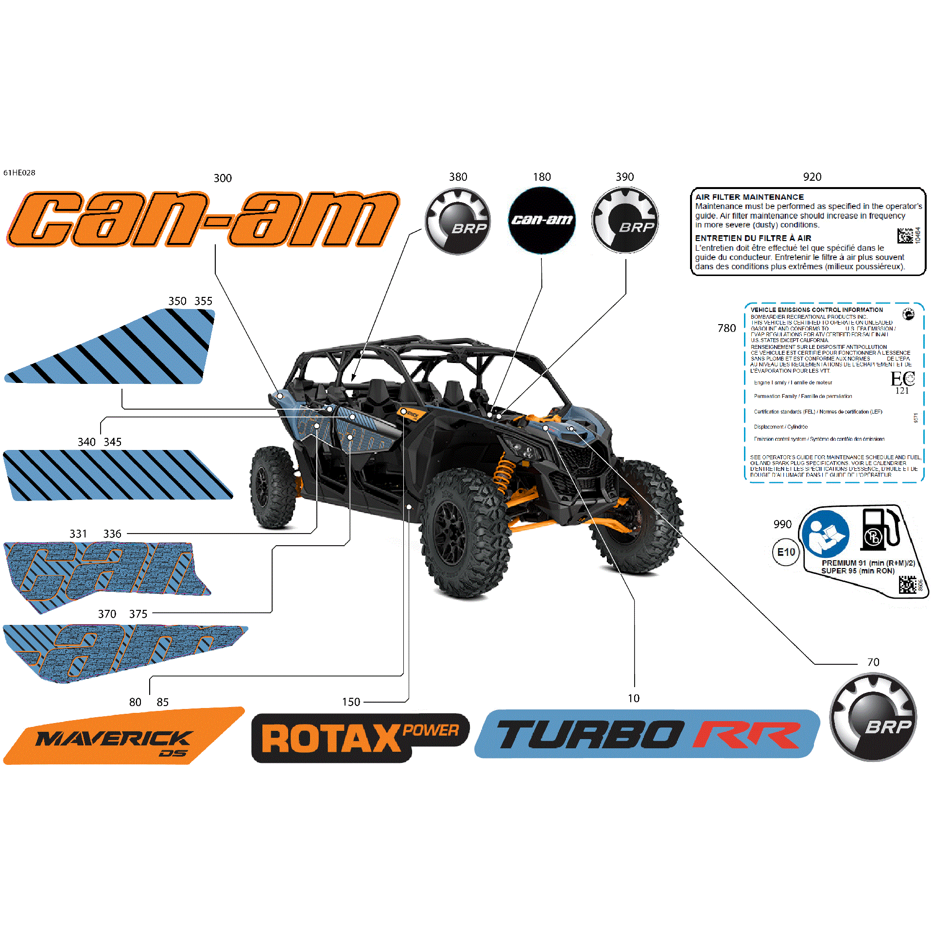An Image of a Genuine Can-Am Parts Schematic Diagram showing the schematic - BODY - DECALS