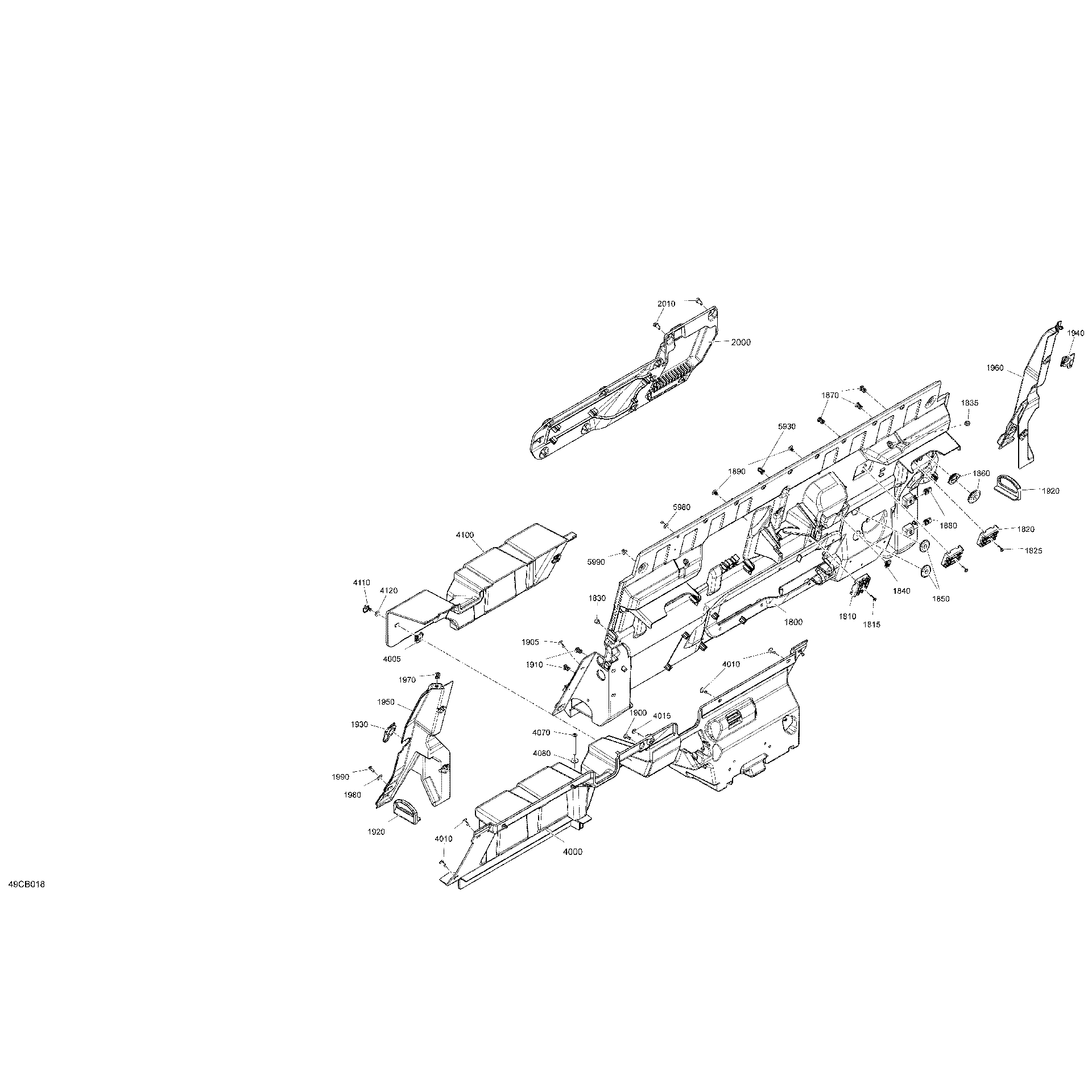 An Image of a Genuine Can-Am Parts Schematic Diagram showing the schematic - CAB INTERIOR - BACK WALL