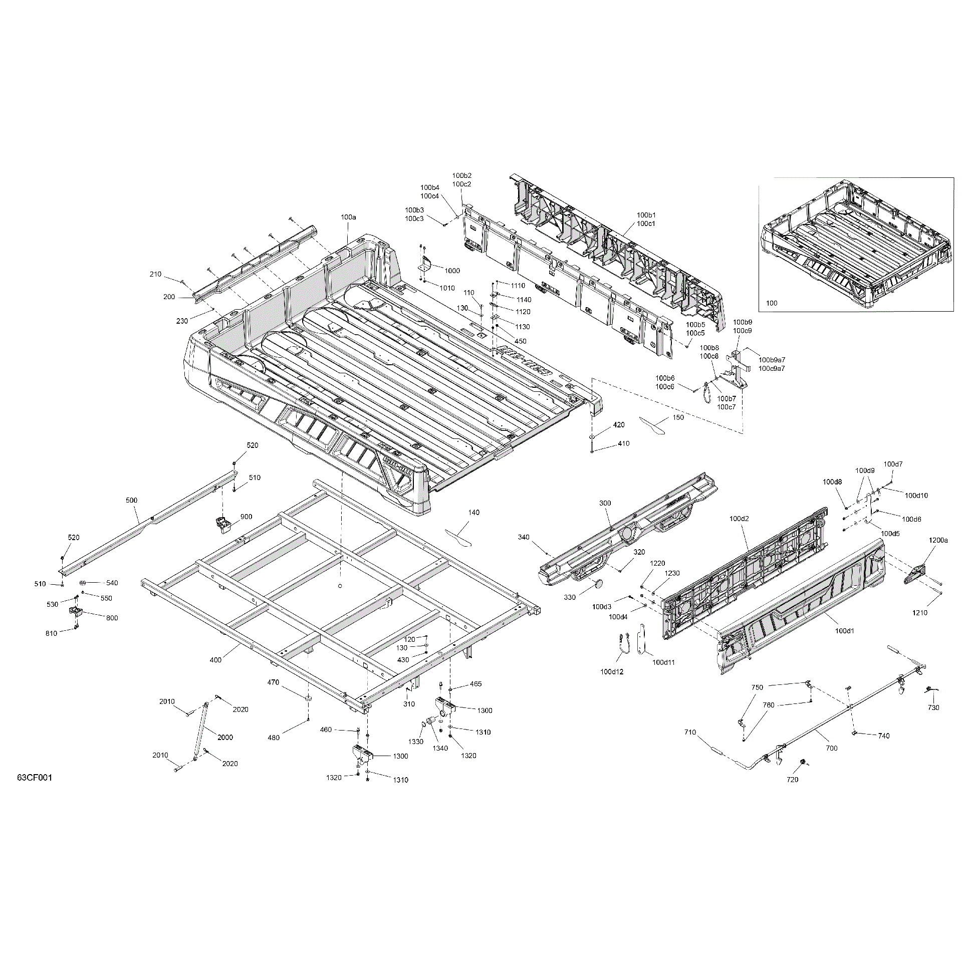 An Image of a Genuine Can-Am Parts Schematic Diagram showing the schematic - BODY - CARGO