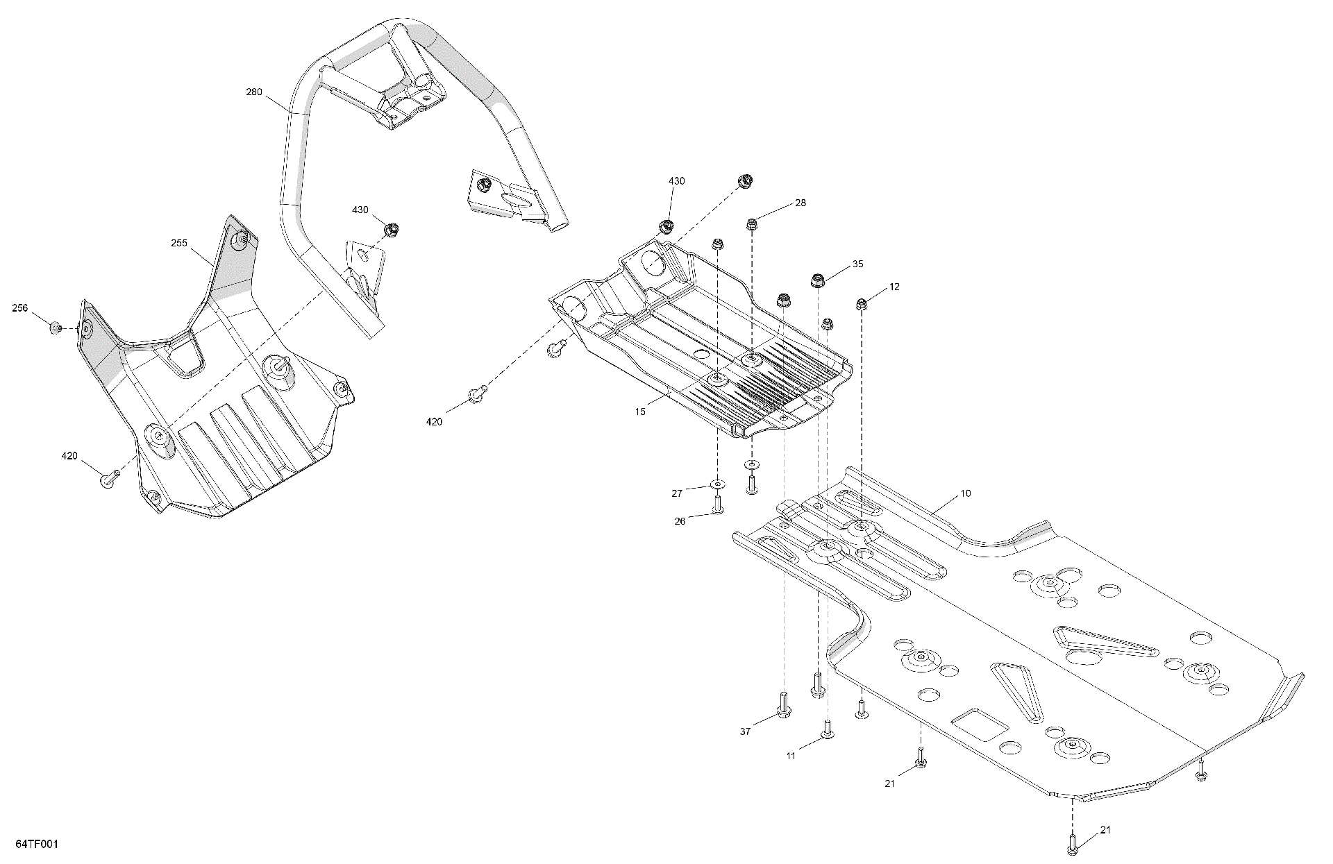 An Image of a Genuine Can-Am Parts Schematic Diagram showing the schematic - BODY - SKID PLATE AND BUMPER