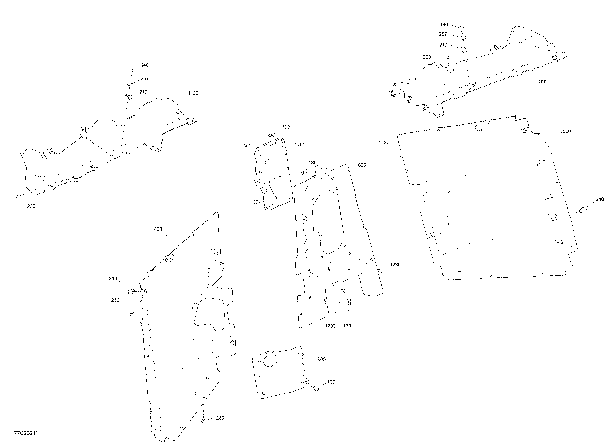 An Image of a Genuine Can-Am Parts Schematic Diagram showing the schematic - CAB INTERIOR - FIREWALL SECTION - STD