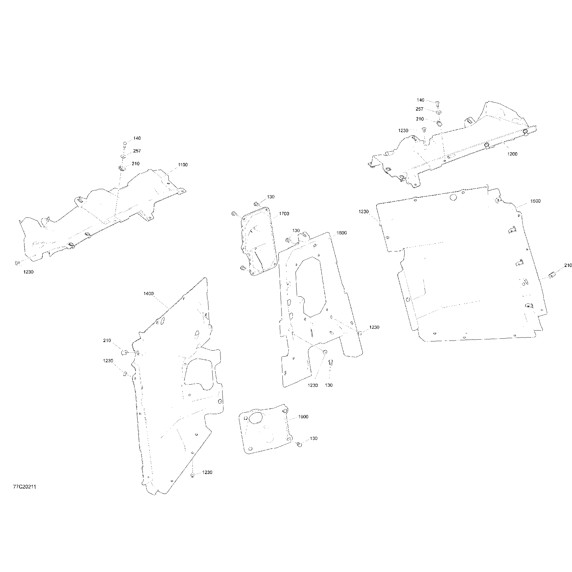 An Image of a Genuine Can-Am Parts Schematic Diagram showing the schematic - CAB INTERIOR - FIREWALL SECTION - X RC