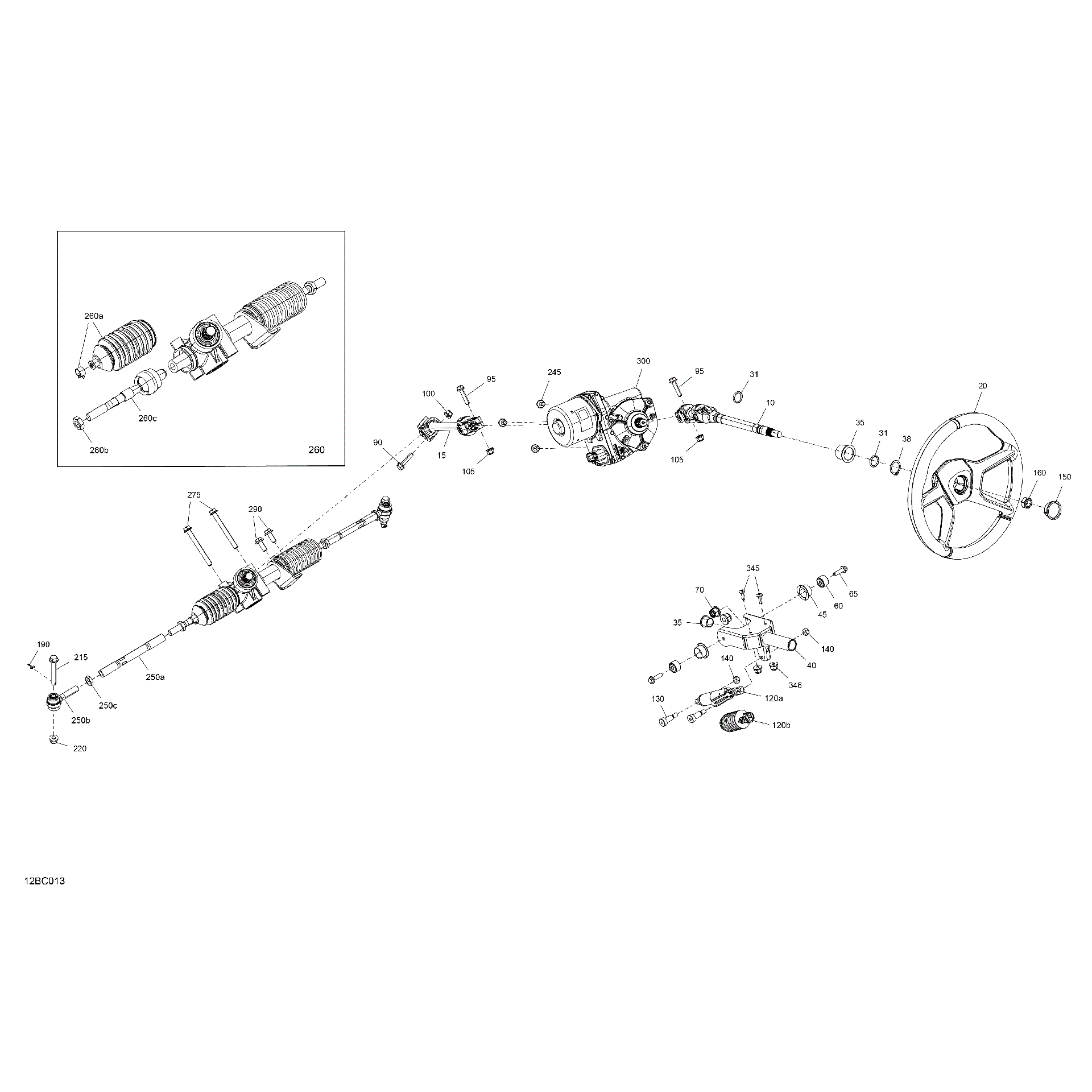An Image of a Genuine Can-Am Parts Schematic Diagram showing the schematic - MECHANIC - STEERING