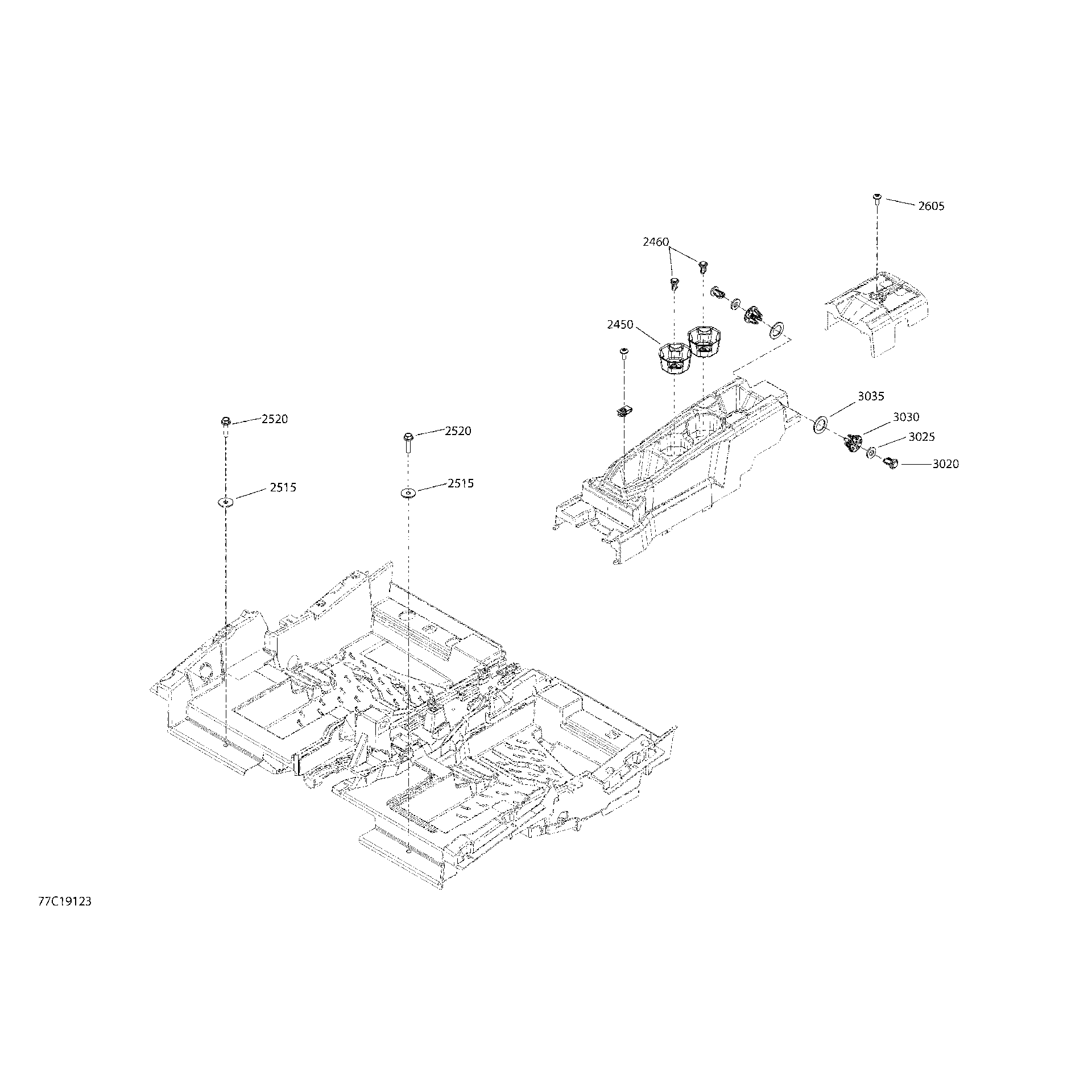 An Image of a Genuine Can-Am Parts Schematic Diagram showing the schematic - CAB INTERIOR MAVERICK SPORT MAX - NORTH AMERICA - FLOOR SECTION