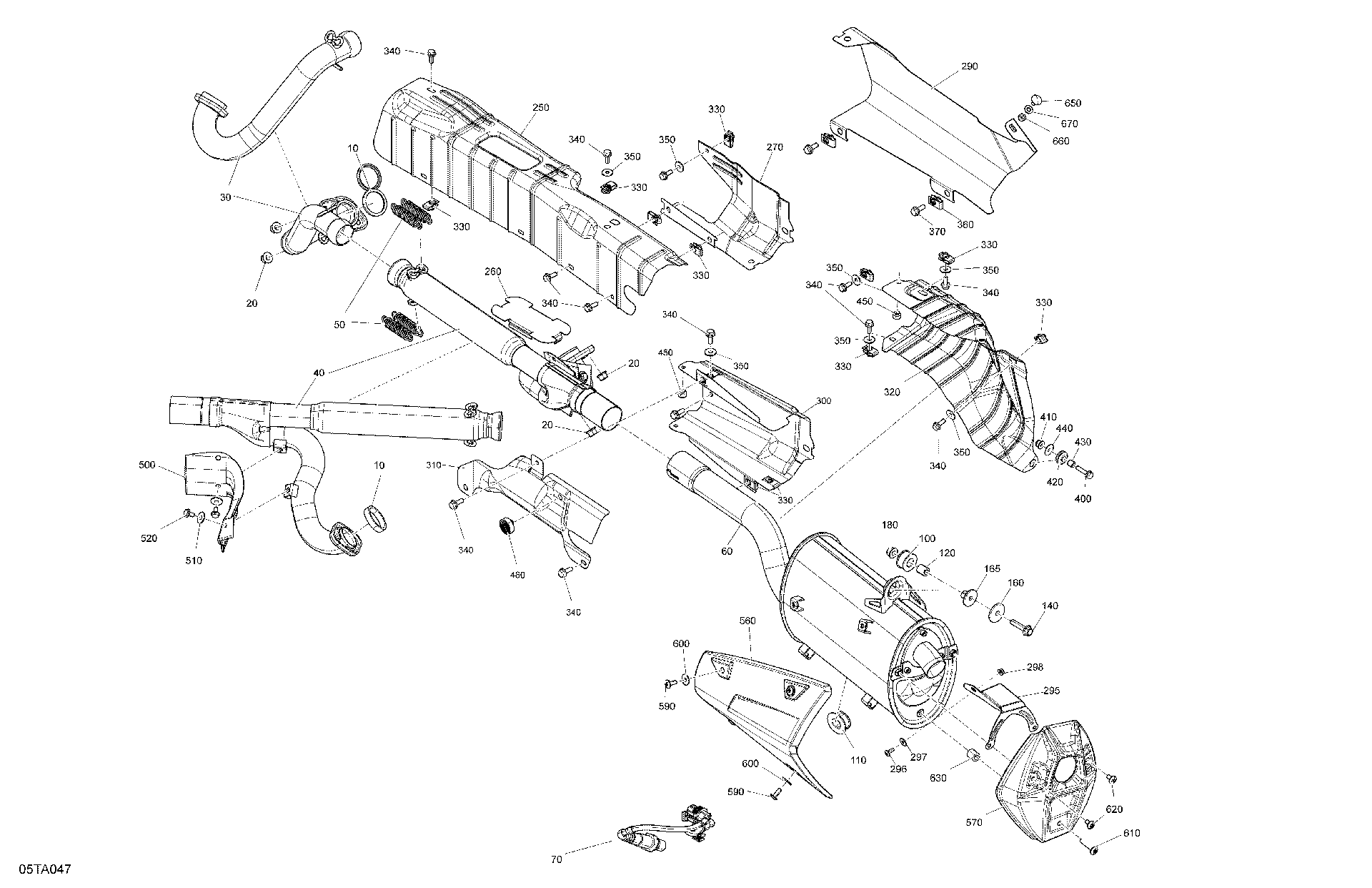 An Image of a Genuine Can-Am Parts Schematic Diagram showing the schematic - ENGINE - EXHAUST