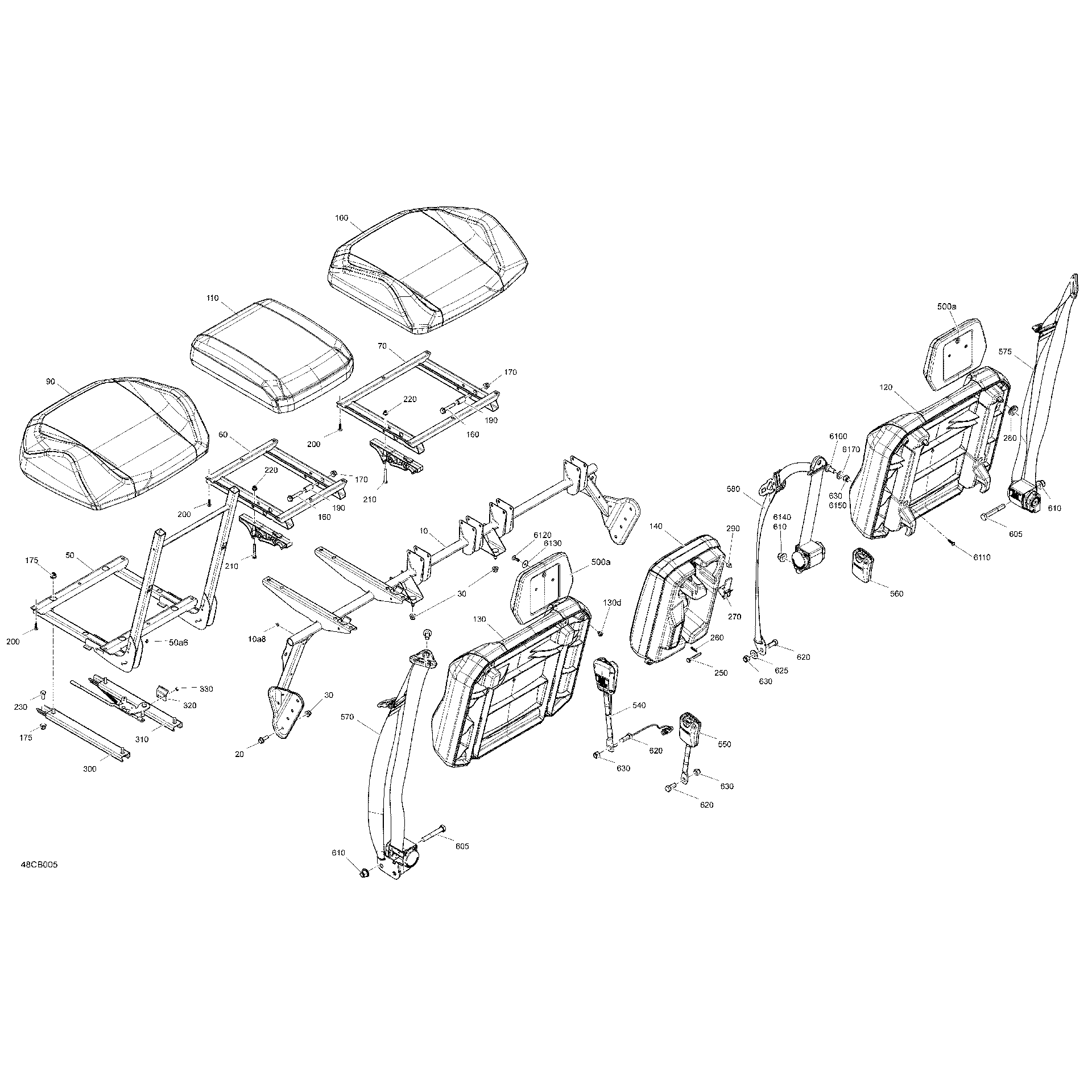 An Image of a Genuine Can-Am Parts Schematic Diagram showing the schematic - BODY - SEAT