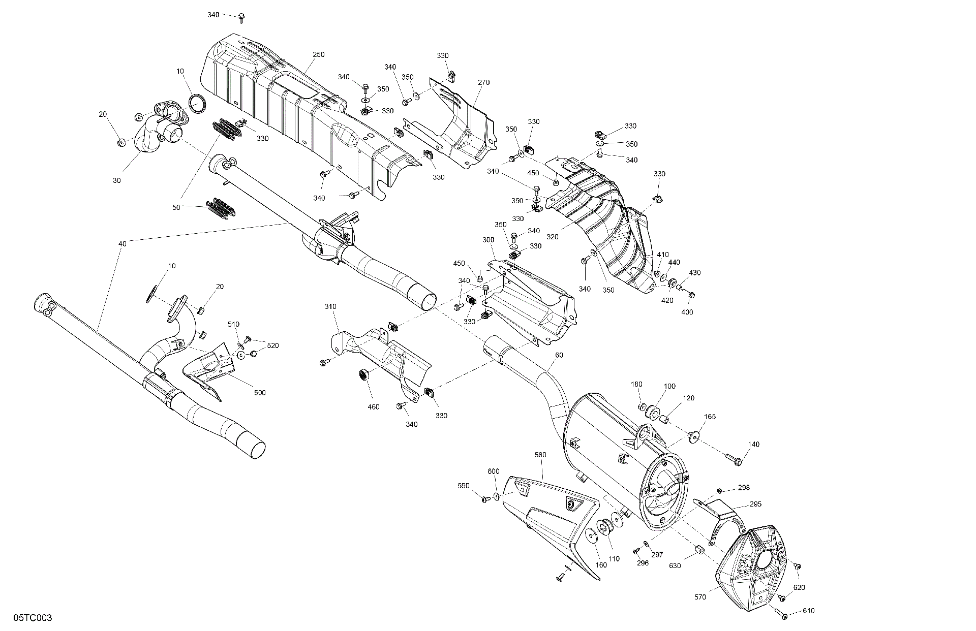 An Image of a Genuine Can-Am Parts Schematic Diagram showing the schematic - ENGINE - EXHAUST