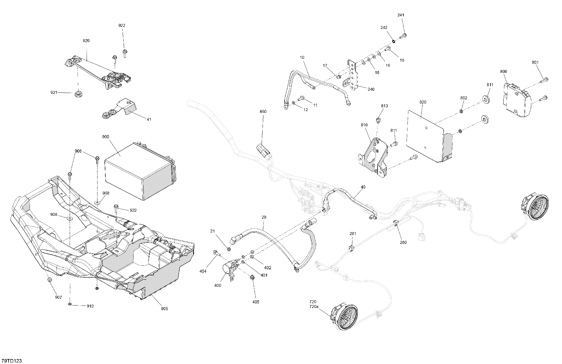 An Image of a Genuine Can-Am Parts Schematic Diagram showing the schematic - ELECTRIC - REAR SECTION
