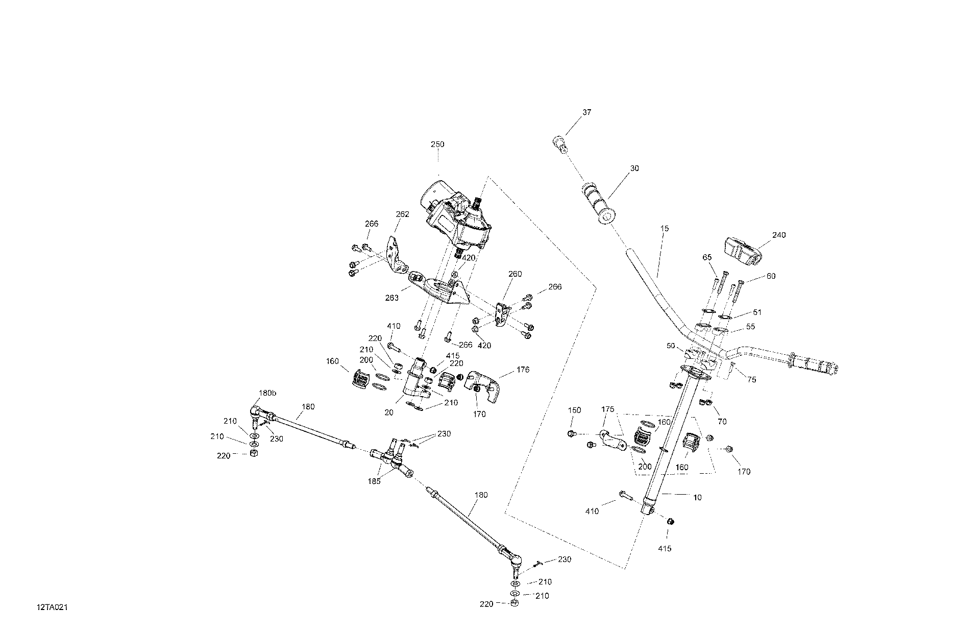 An Image of a Genuine Can-Am Parts Schematic Diagram showing the schematic - MECHANIC - STEERING