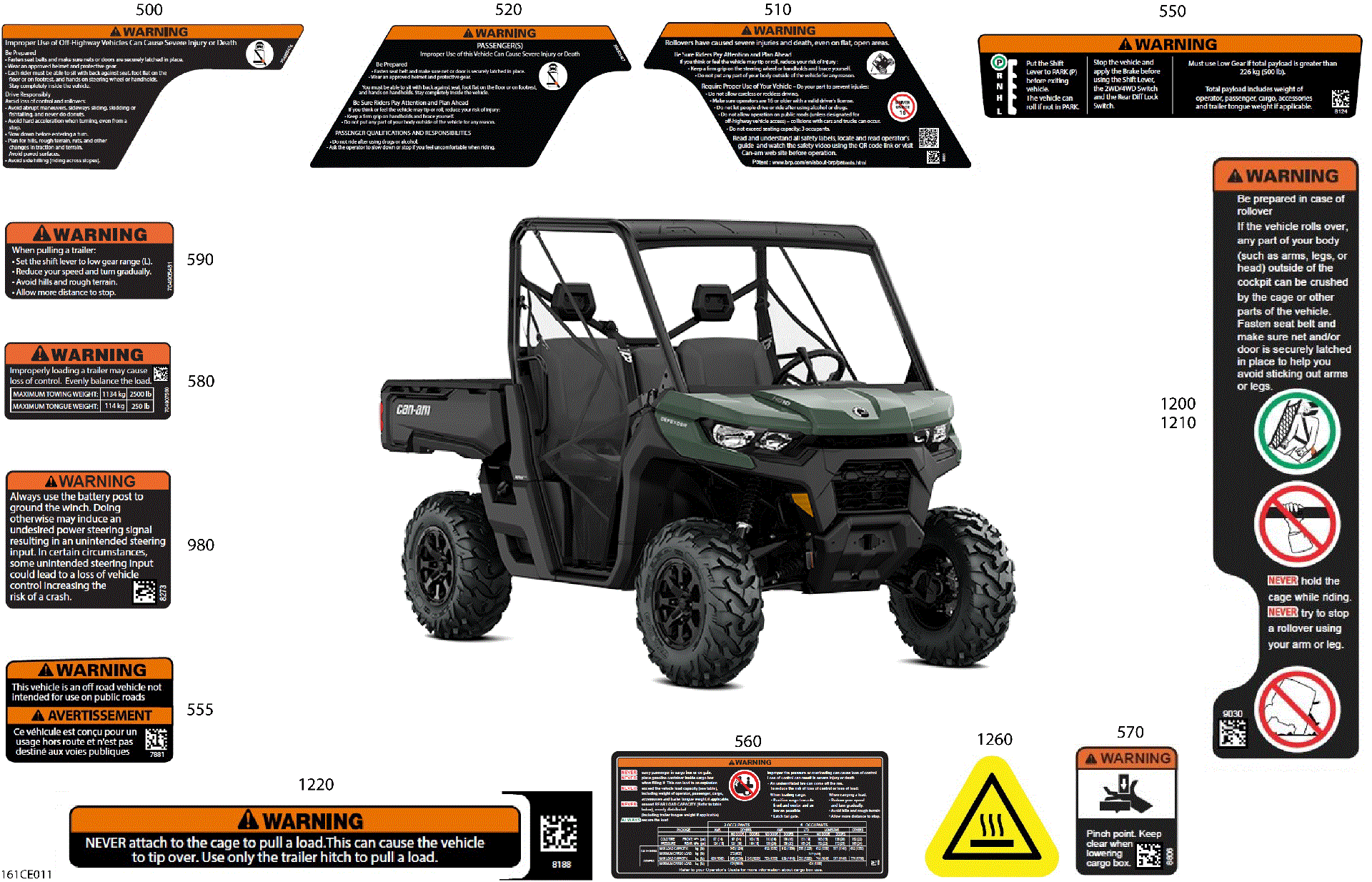 An Image of a Genuine Can-Am Parts Schematic Diagram showing the schematic - BODY - WARNING DECALS