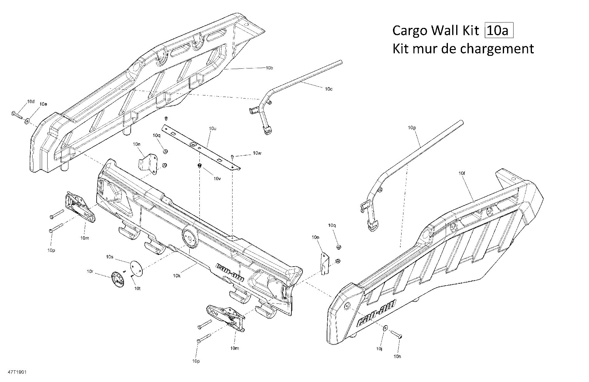 An Image of a Genuine Can-Am Parts Schematic Diagram showing the schematic - OPTIONS 6X6 - CARGO WALL KIT