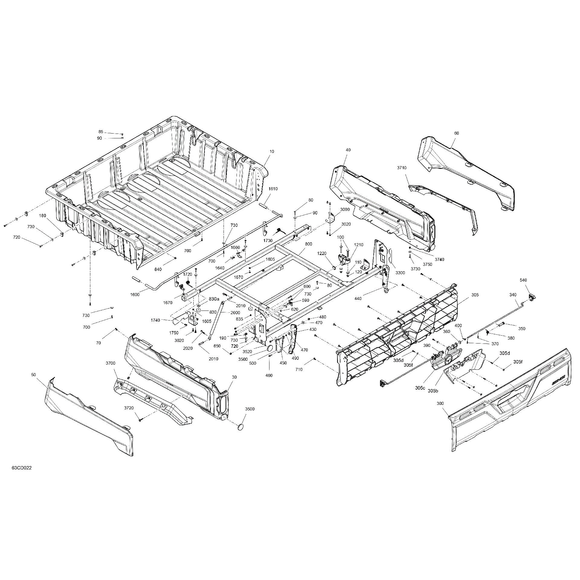 An Image of a Genuine Can-Am Parts Schematic Diagram showing the schematic - BODY - CARGO