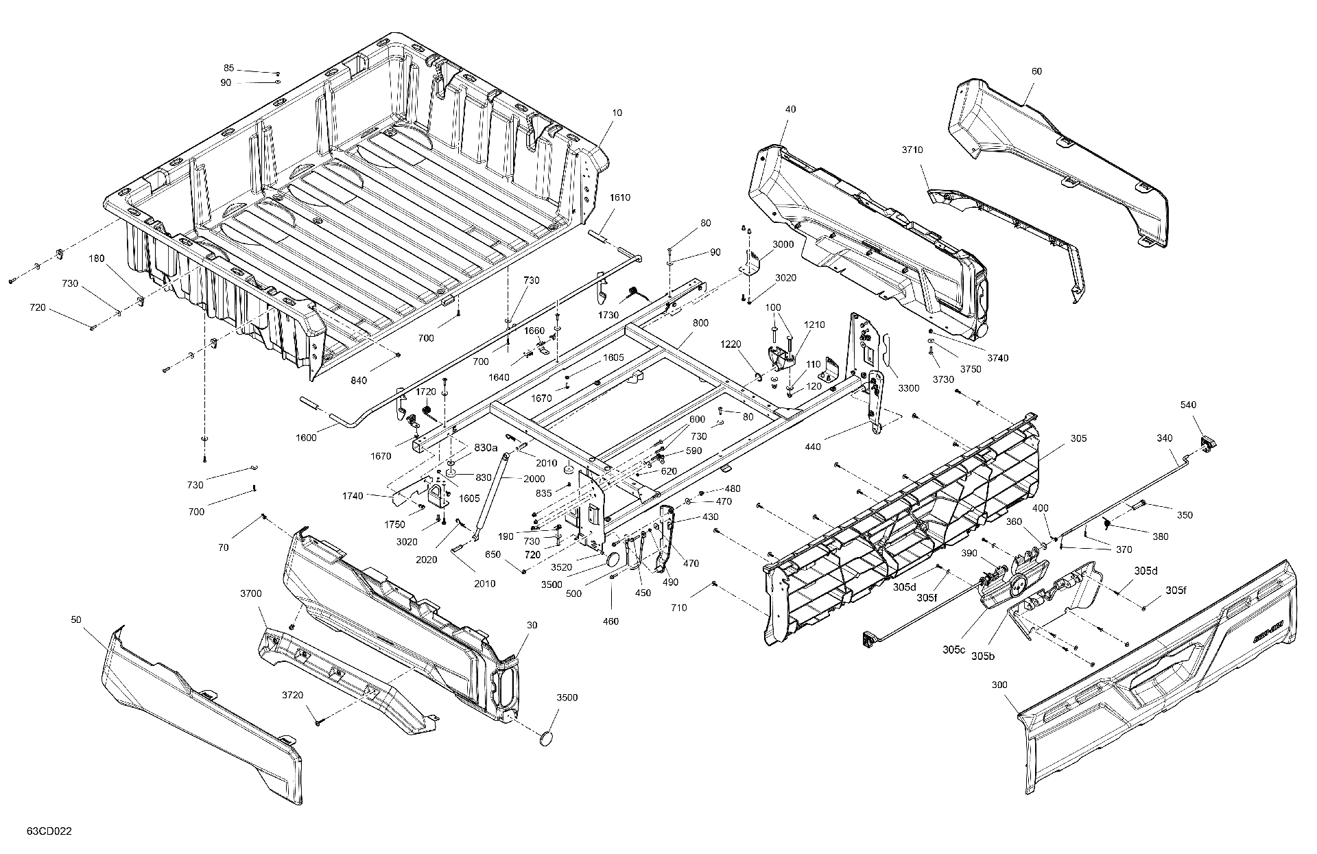 An Image of a Genuine Can-Am Parts Schematic Diagram showing the schematic - BODY - CARGO