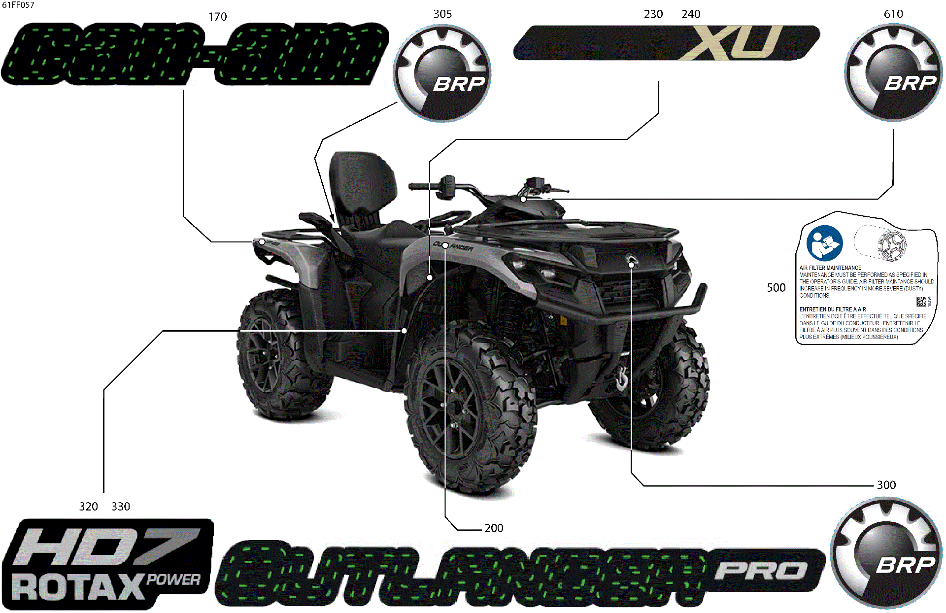 An Image of a Genuine Can-Am Parts Schematic Diagram showing the schematic - BODY - FEATURE DECALS