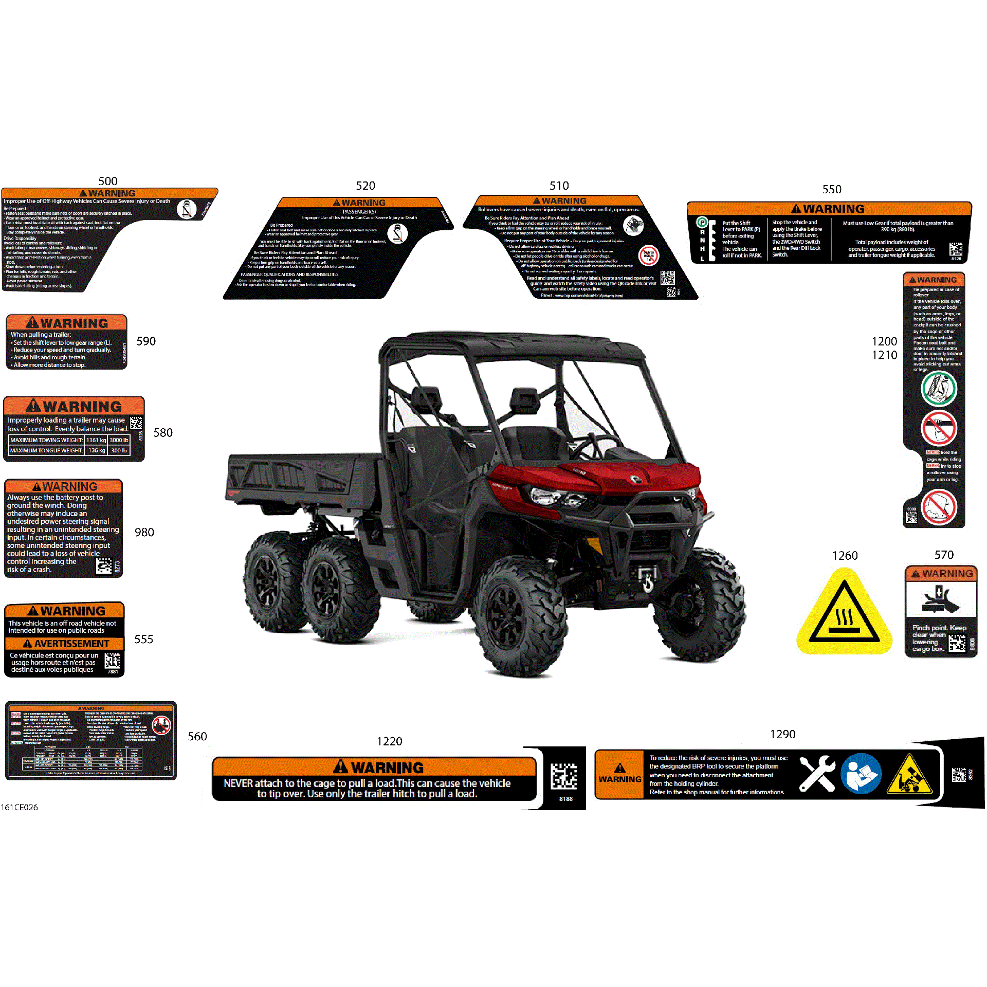 An Image of a Genuine Can-Am Parts Schematic Diagram showing the schematic - BODY - WARNING DECALS