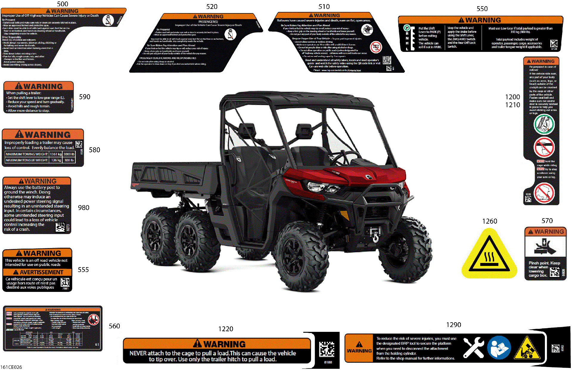 An Image of a Genuine Can-Am Parts Schematic Diagram showing the schematic - BODY - WARNING DECALS