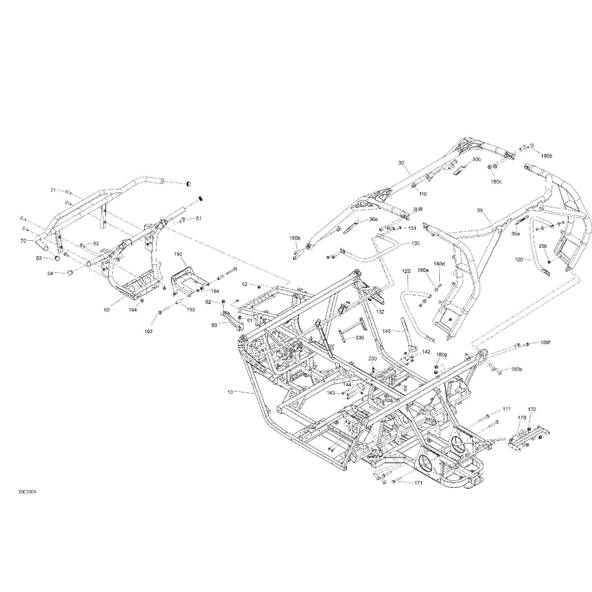 An Image of a Genuine Can-Am Parts Schematic Diagram showing the schematic - FRAME