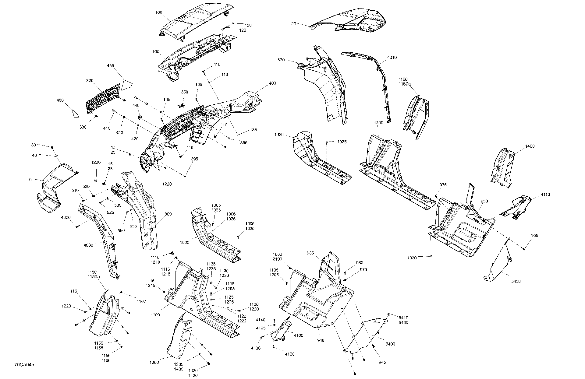 An Image of a Genuine Can-Am Parts Schematic Diagram showing the schematic - BODY - SYSTEM