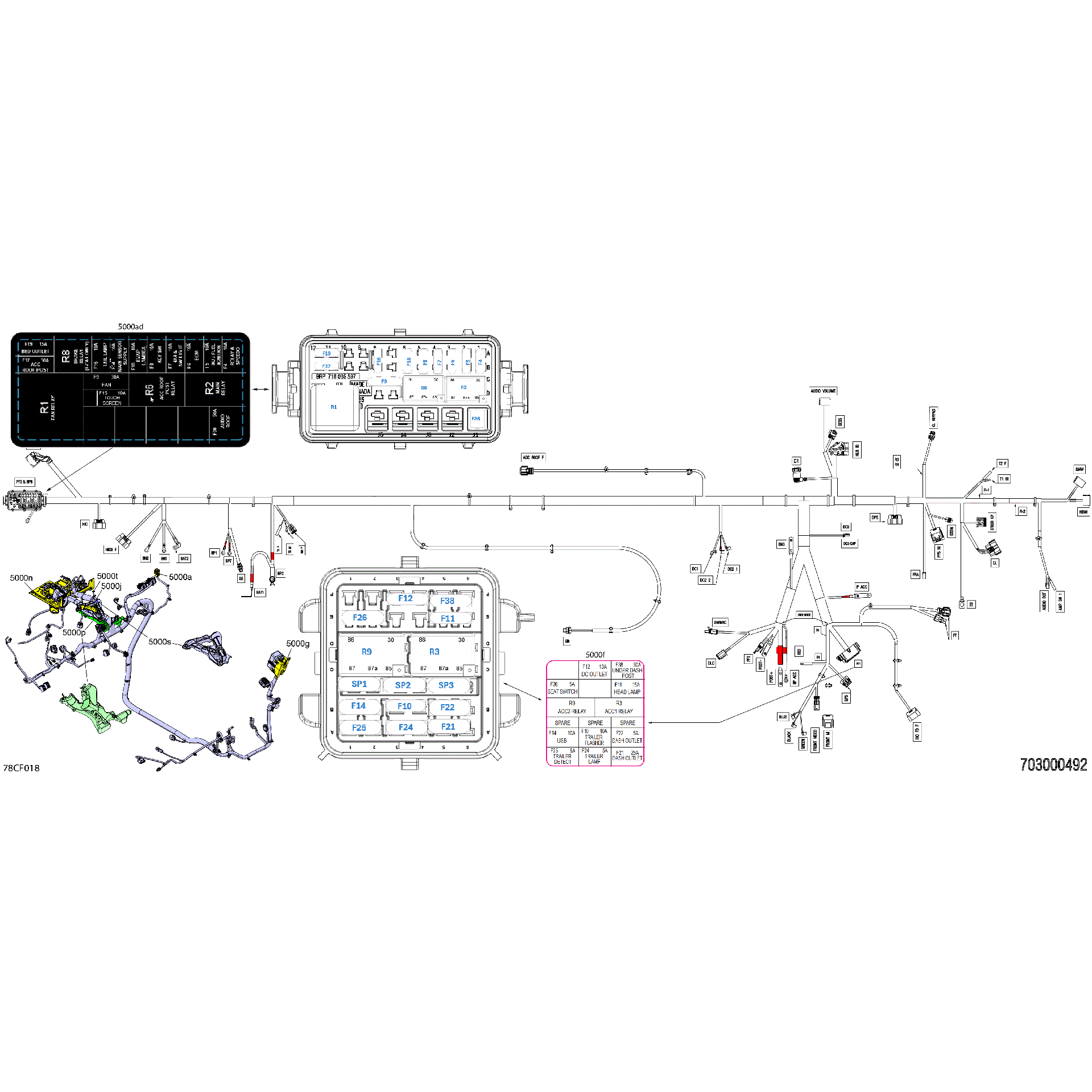 An Image of a Genuine Can-Am Parts Schematic Diagram showing the schematic - ELECTRIC - MAIN HARNESS - 710010173
