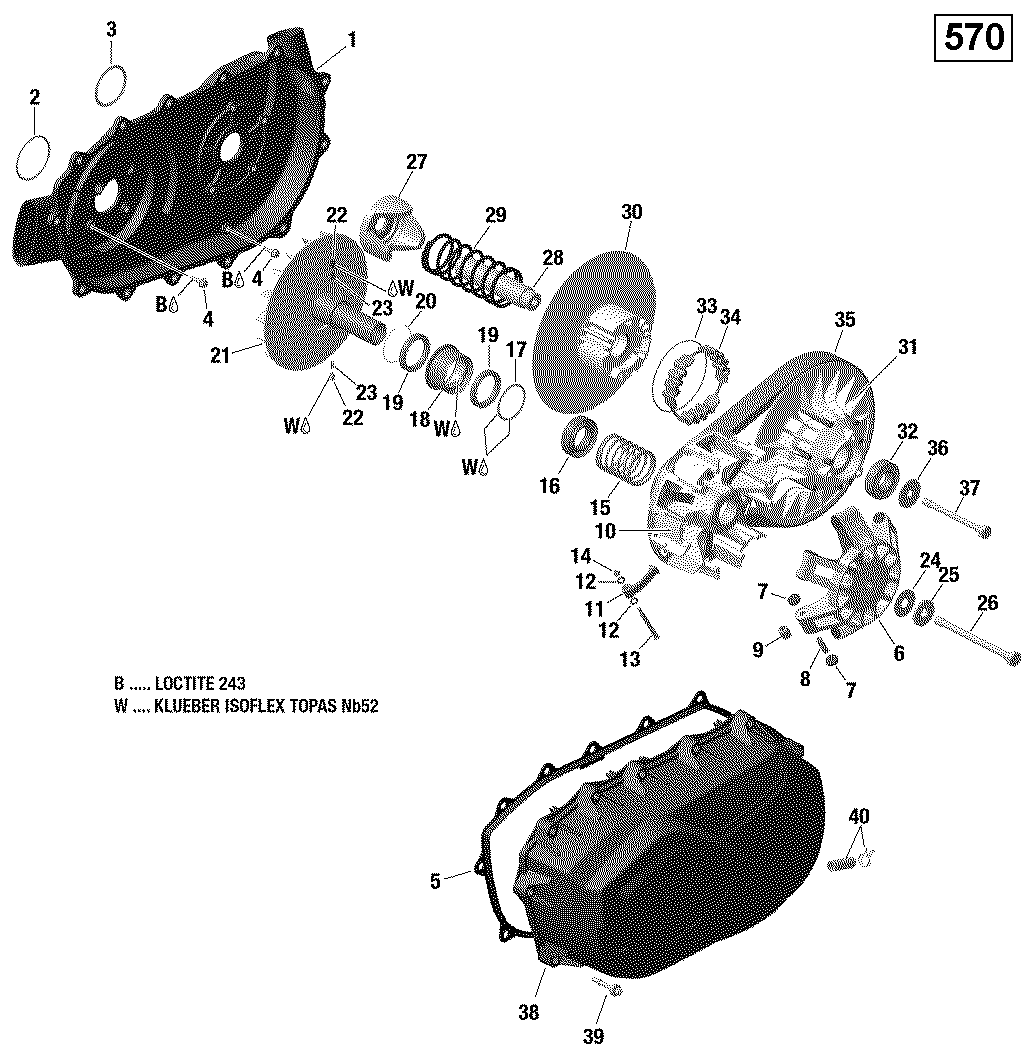 An Image of a Genuine Can-Am Parts Schematic Diagram showing the schematic - TRANSMISSION - 570 EFI