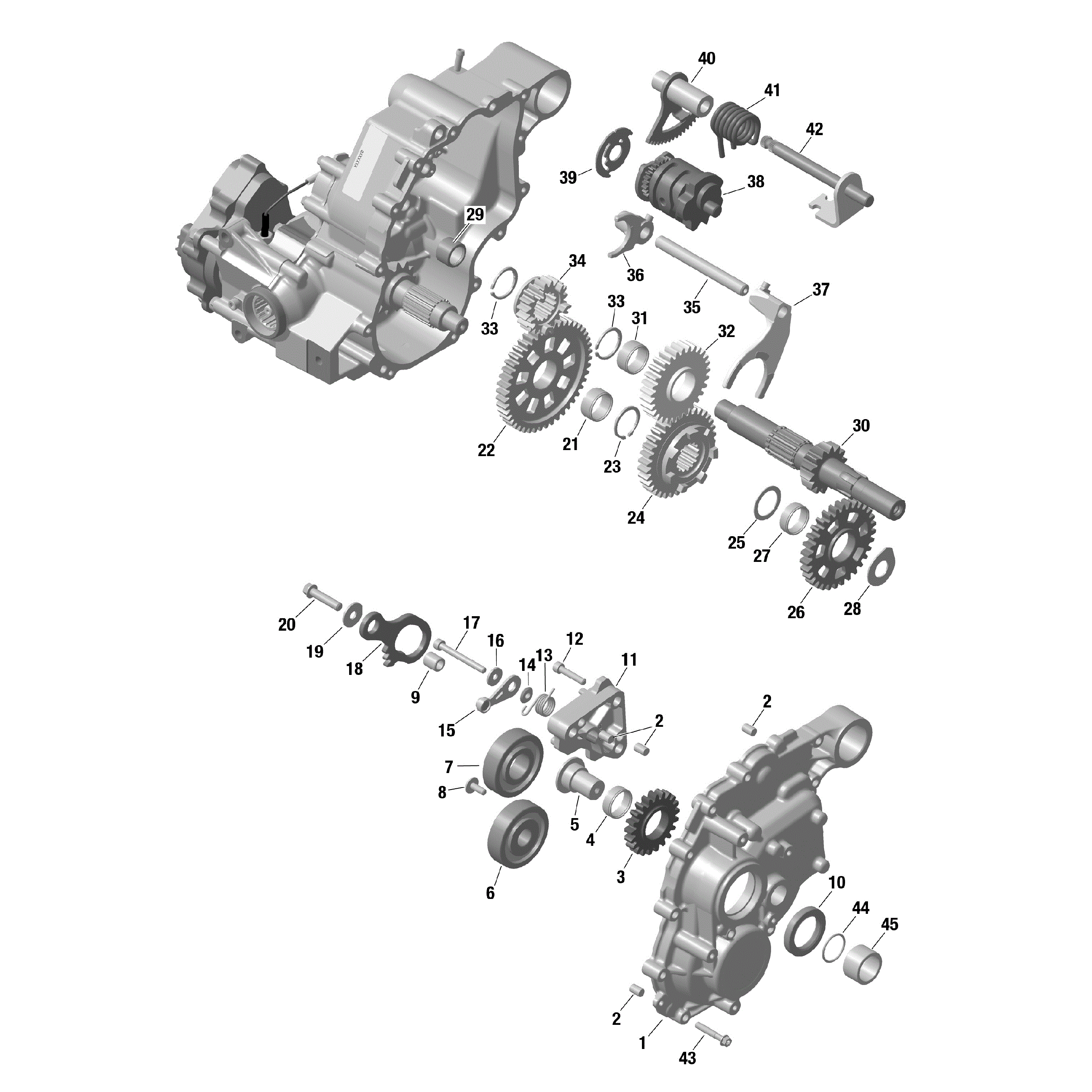 An Image of a Genuine Can-Am Parts Schematic Diagram showing the schematic - ROTAX - GEARBOX 2