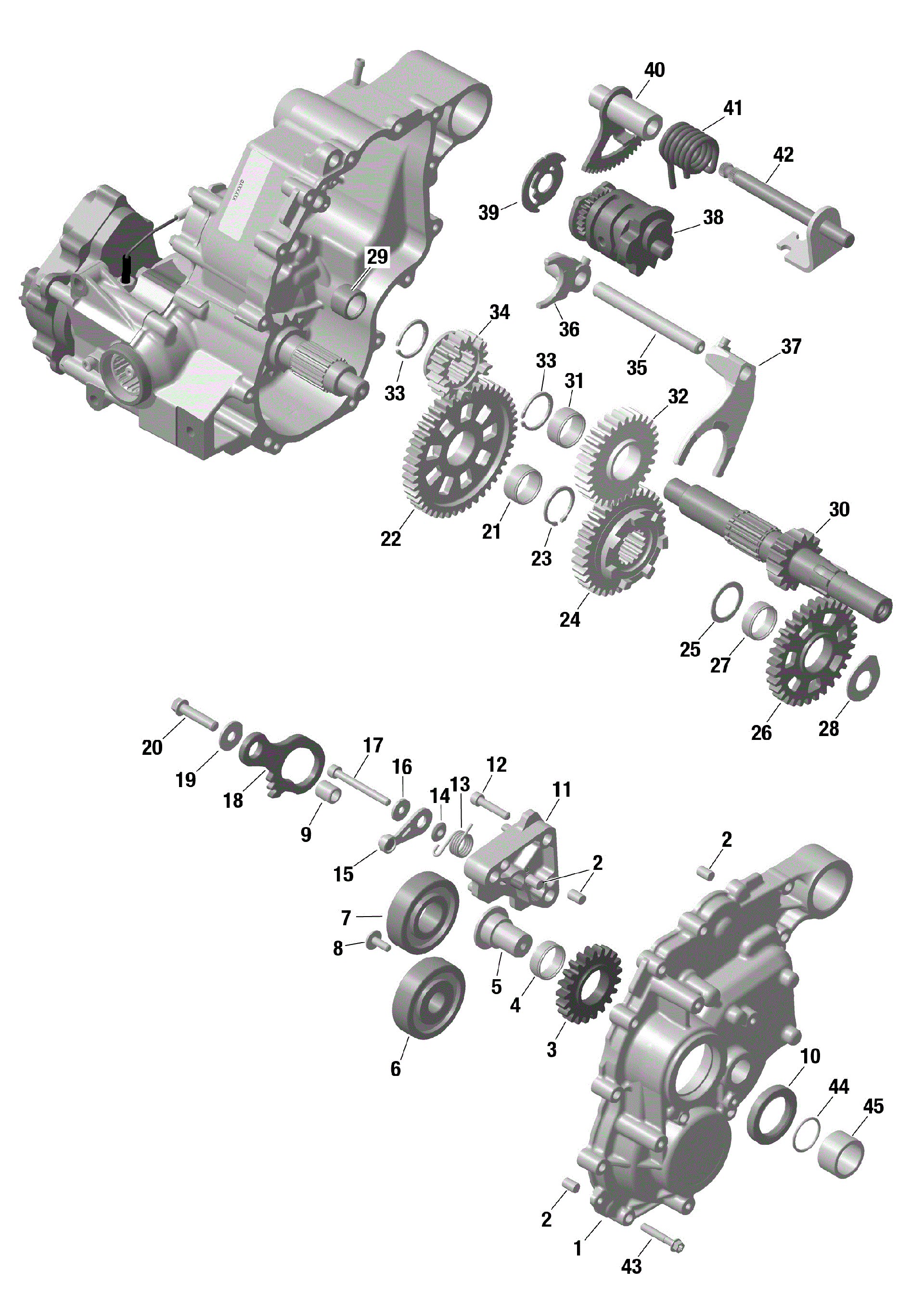 An Image of a Genuine Can-Am Parts Schematic Diagram showing the schematic - ROTAX - GEARBOX 2