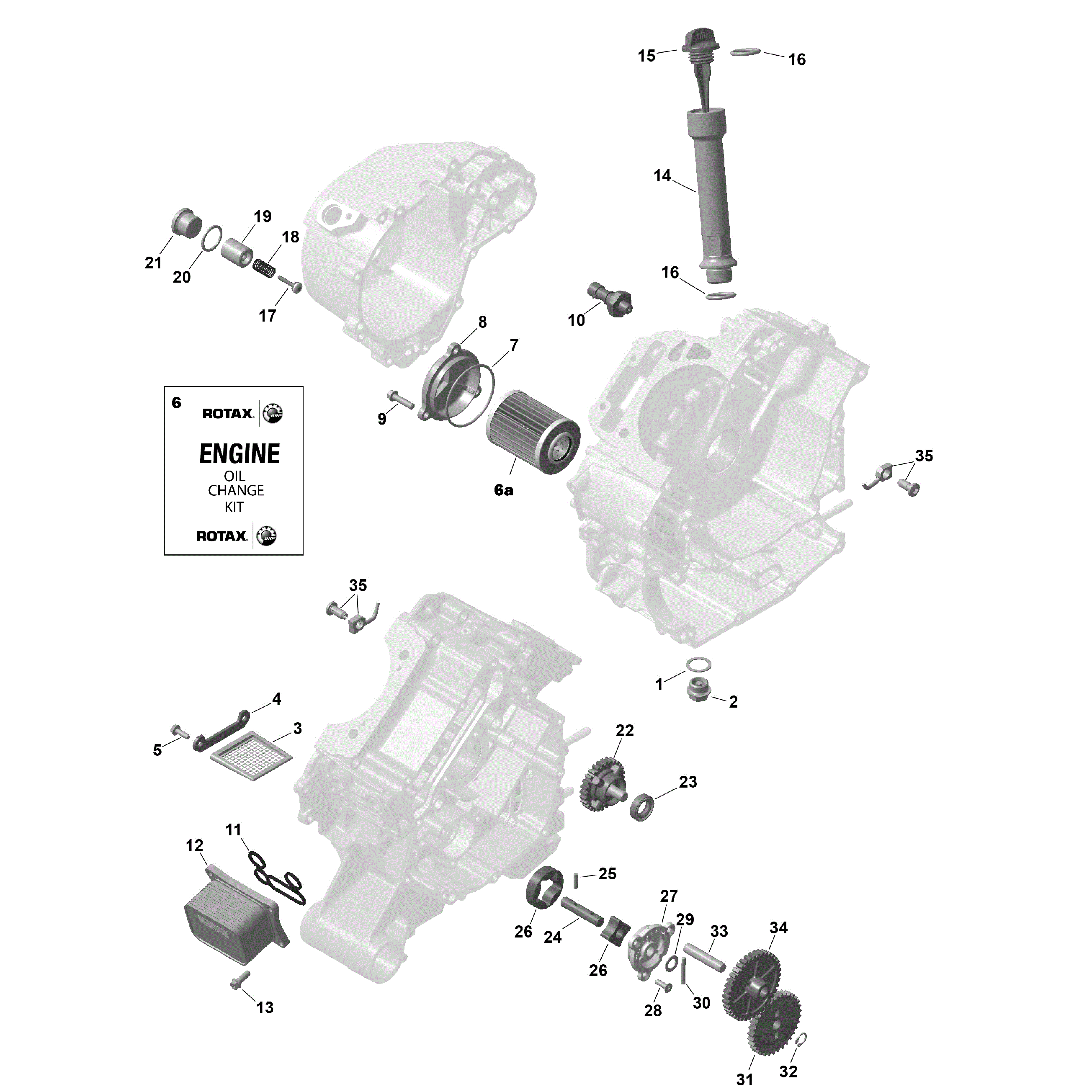 An Image of a Genuine Can-Am Parts Schematic Diagram showing the schematic - ROTAX - ENGINE LUBRICATION