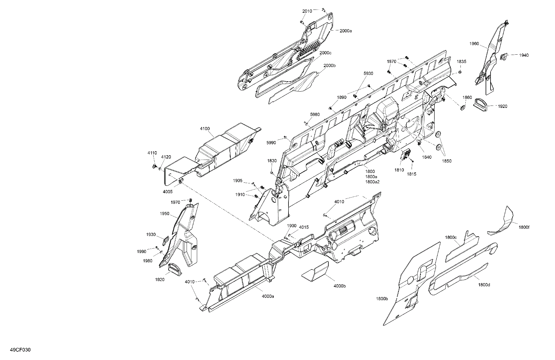 An Image of a Genuine Can-Am Parts Schematic Diagram showing the schematic - CAB INTERIOR - BACK WALL