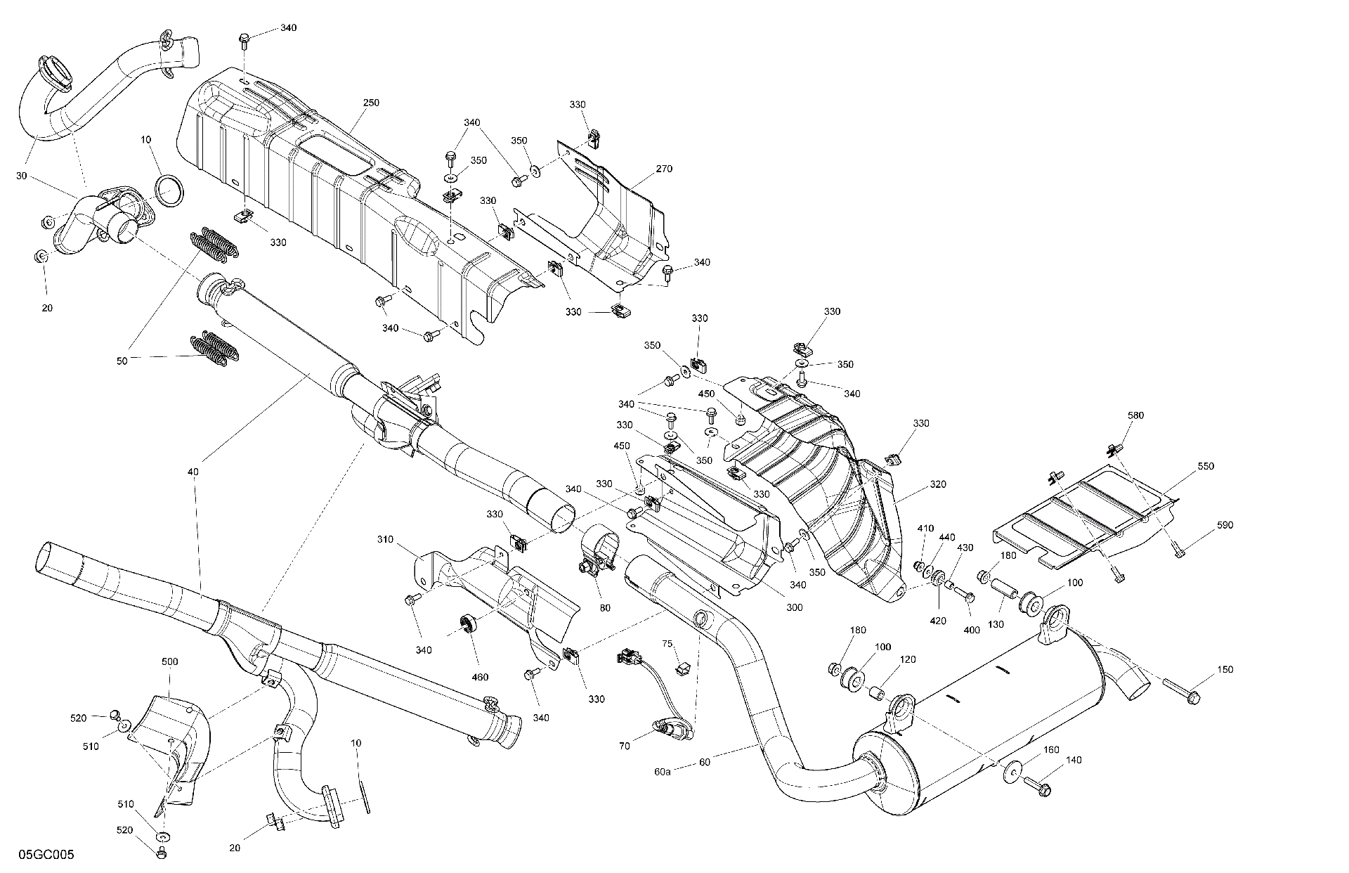 An Image of a Genuine Can-Am Parts Schematic Diagram showing the schematic - ENGINE - EXHAUST
