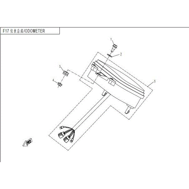 An Image of a Genuine CFMOTO Parts Schematic Diagram showing the schematic - ODOMETER - 2015 CFMOTO ZFORCE 800 Trail