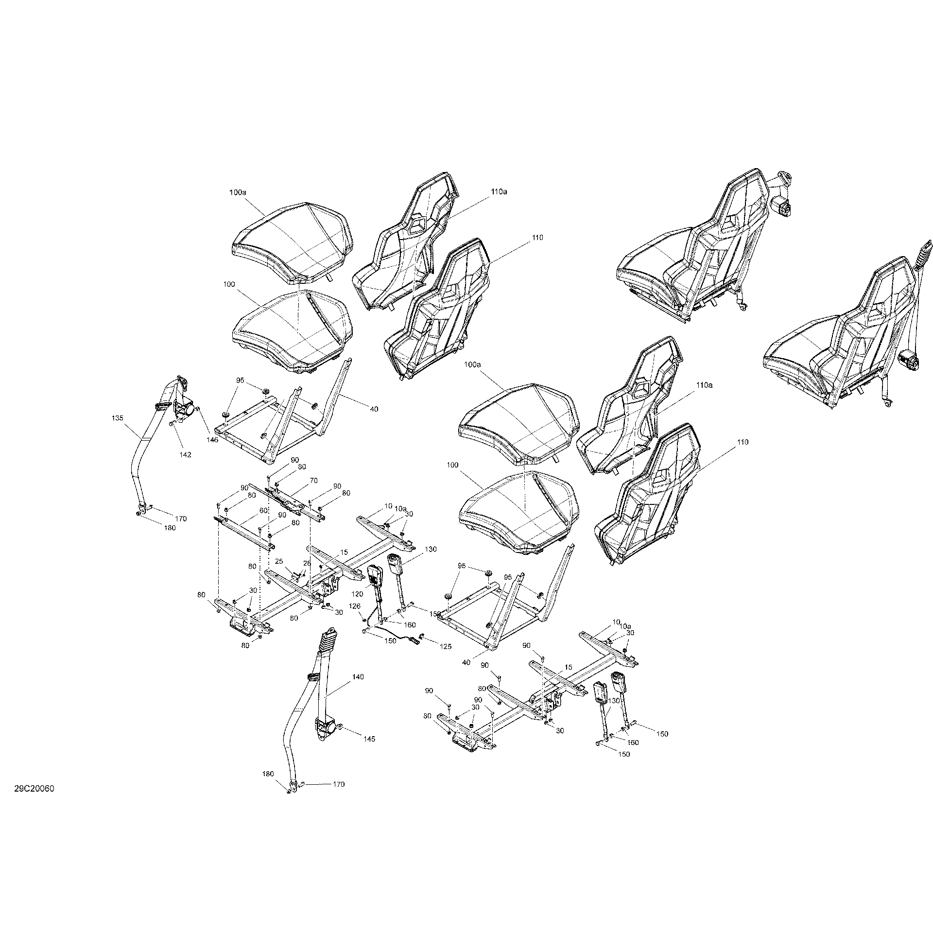 An Image of a Genuine Can-Am Parts Schematic Diagram showing the schematic - SEAT