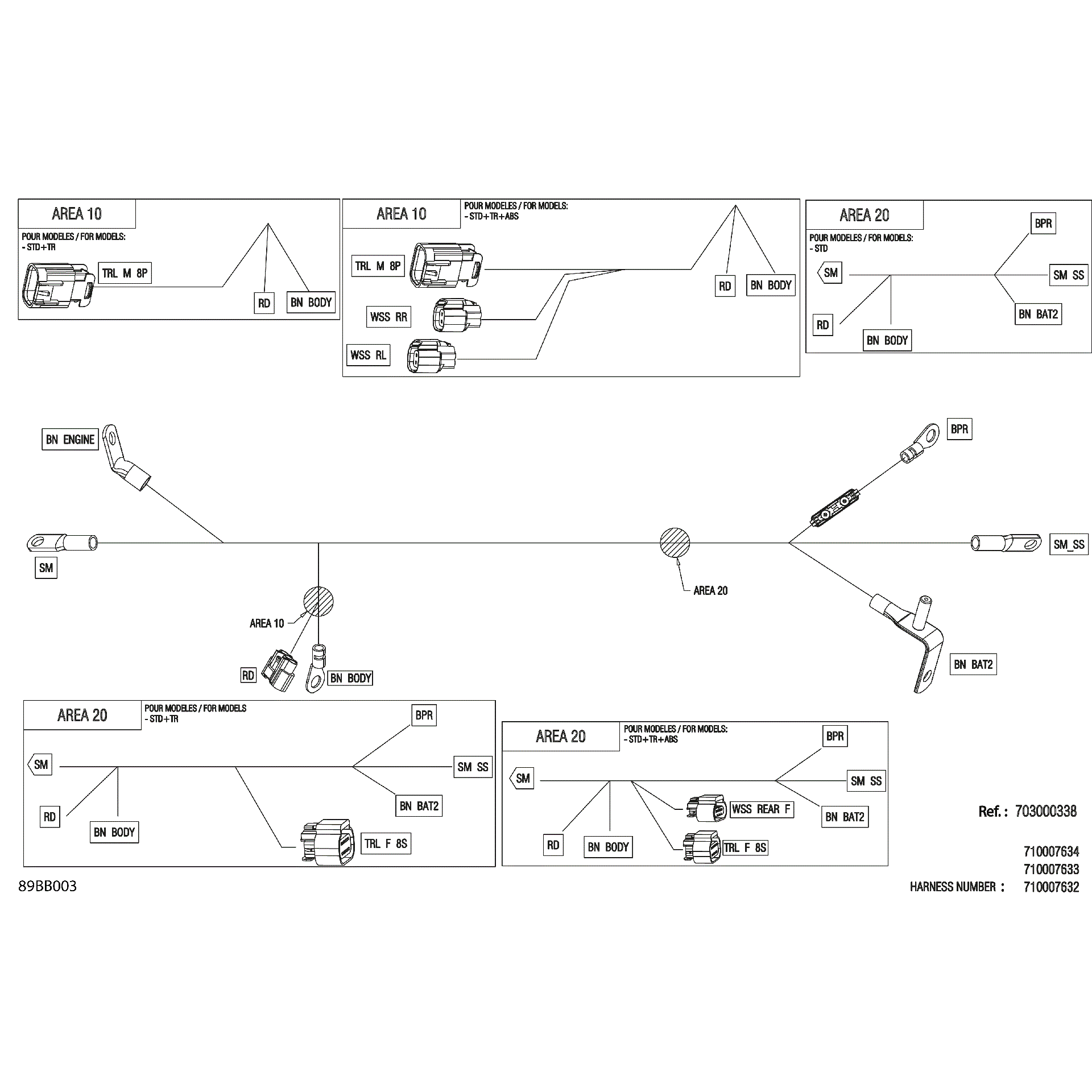 An Image of a Genuine Can-Am Parts Schematic Diagram showing the schematic - ELECTRIC - WIRING VOLTAGE REGULATOR - 710007632