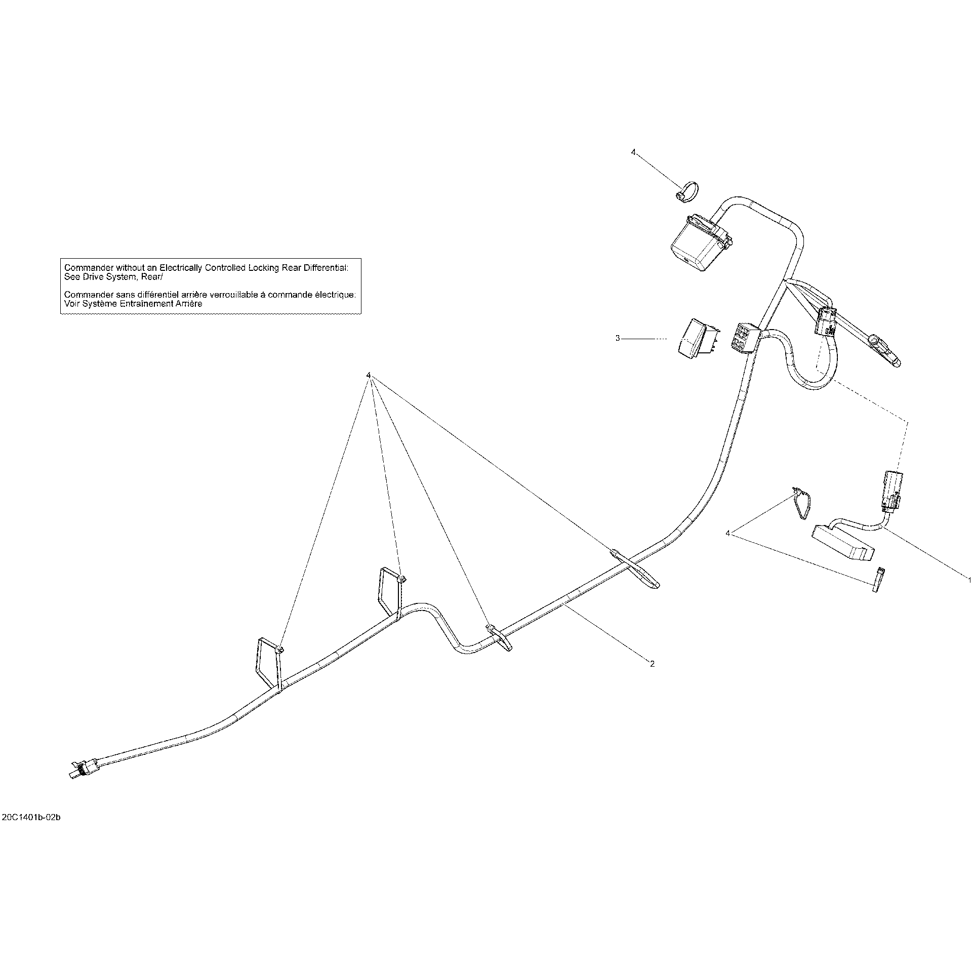 An Image of a Genuine Can-Am Parts Schematic Diagram showing the schematic - ELECTRICAL SYSTEM - WITH LOCKING REAR DIFFERENTIAL_20C1513