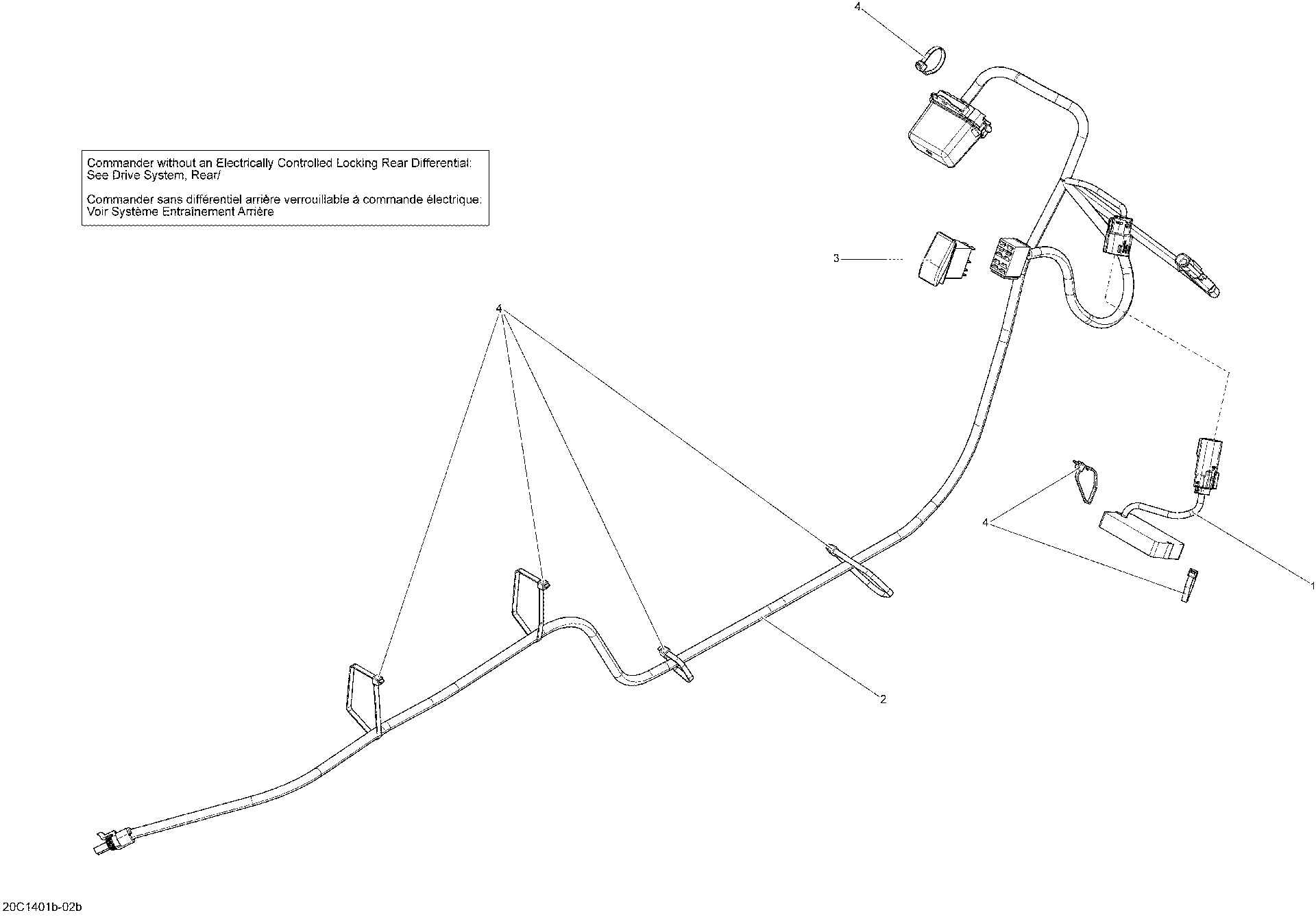 An Image of a Genuine Can-Am Parts Schematic Diagram showing the schematic - ELECTRICAL SYSTEM - WITH LOCKING REAR DIFFERENTIAL_20C1513A