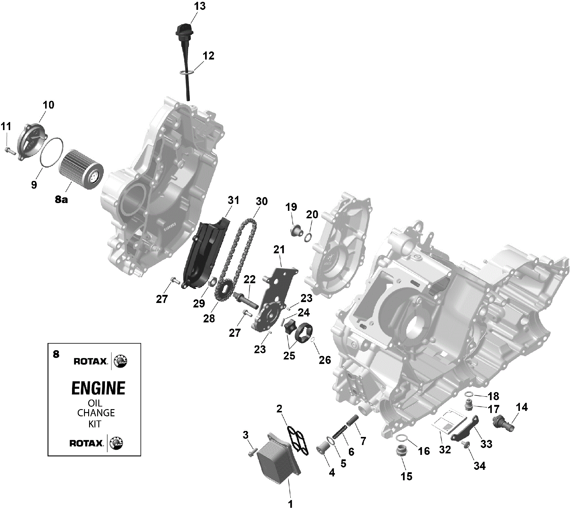 An Image of a Genuine Can-Am Parts Schematic Diagram showing the schematic - ROTAX - ENGINE LUBRICATION