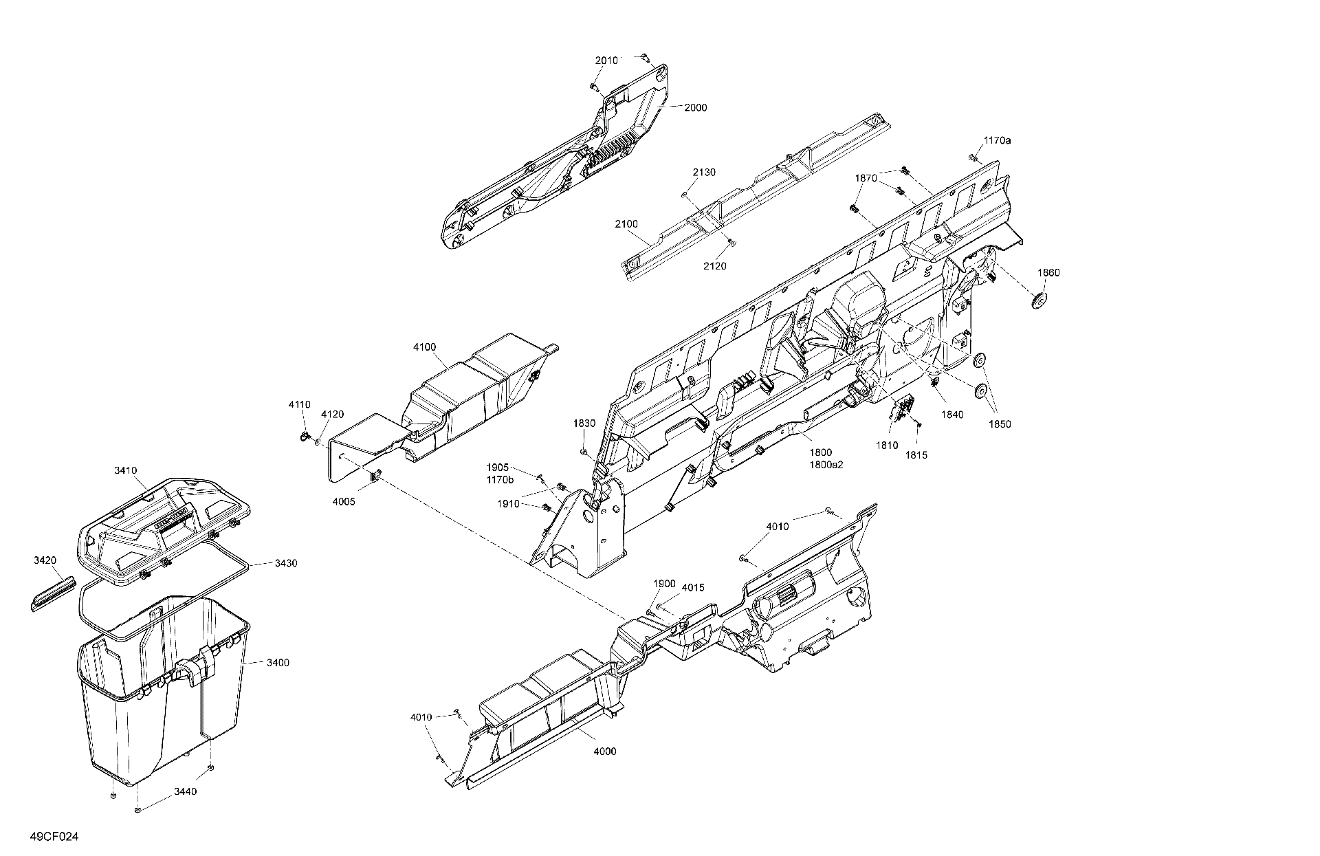 An Image of a Genuine Can-Am Parts Schematic Diagram showing the schematic - CAB INTERIOR - BACK WALL