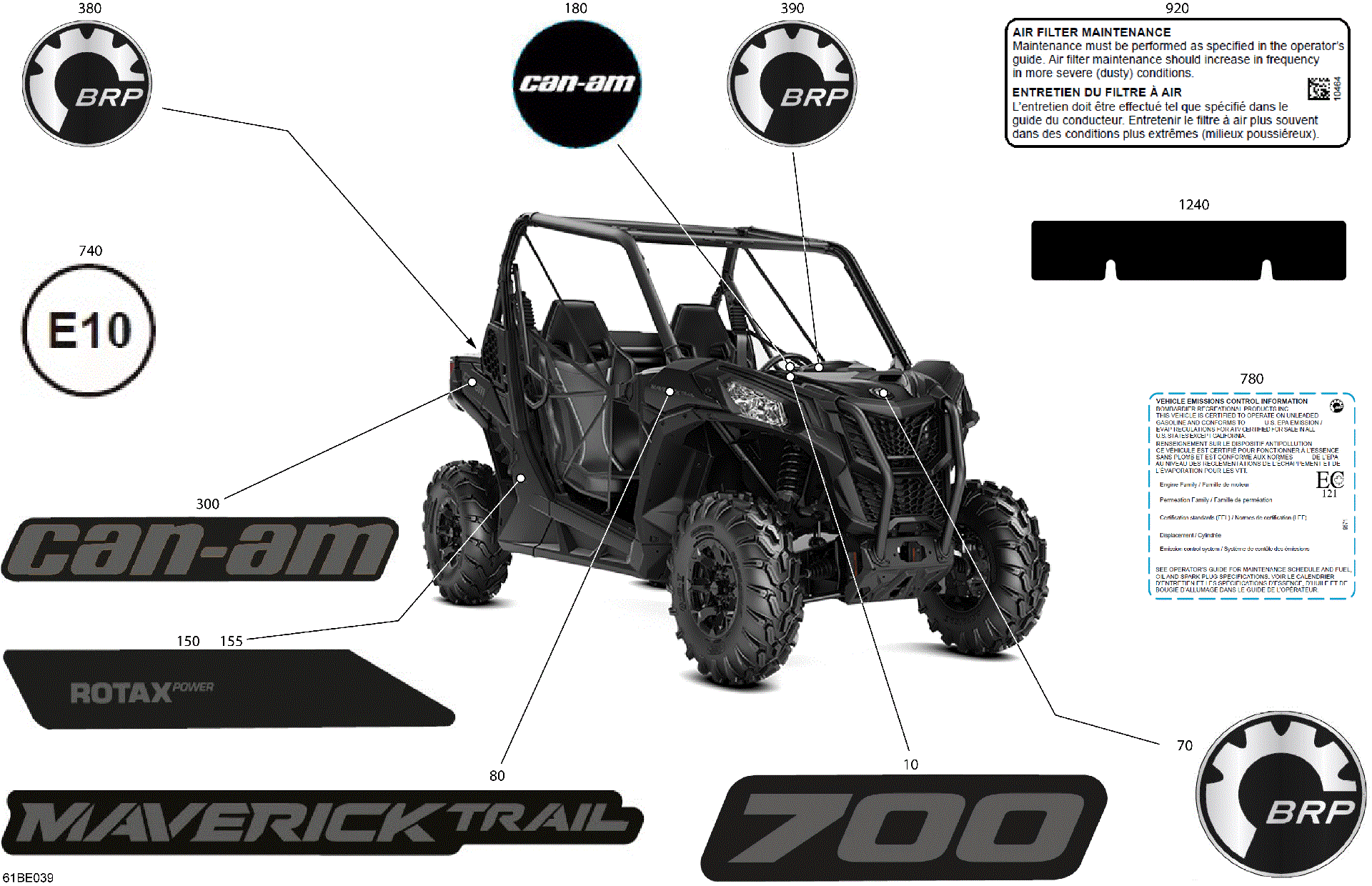 An Image of a Genuine Can-Am Parts Schematic Diagram showing the schematic - BODY - DECALS