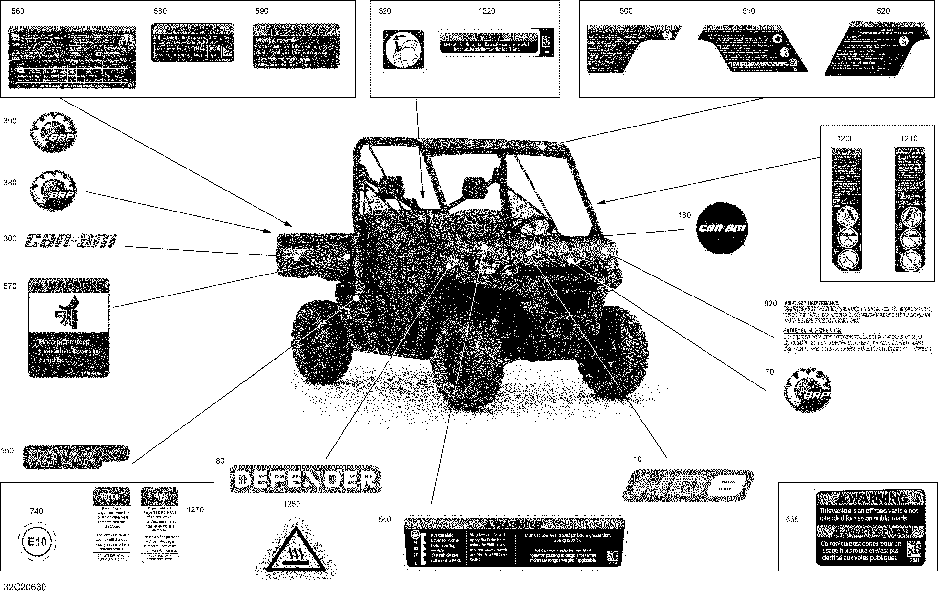 An Image of a Genuine Can-Am Parts Schematic Diagram showing the schematic - DECALS - BASE