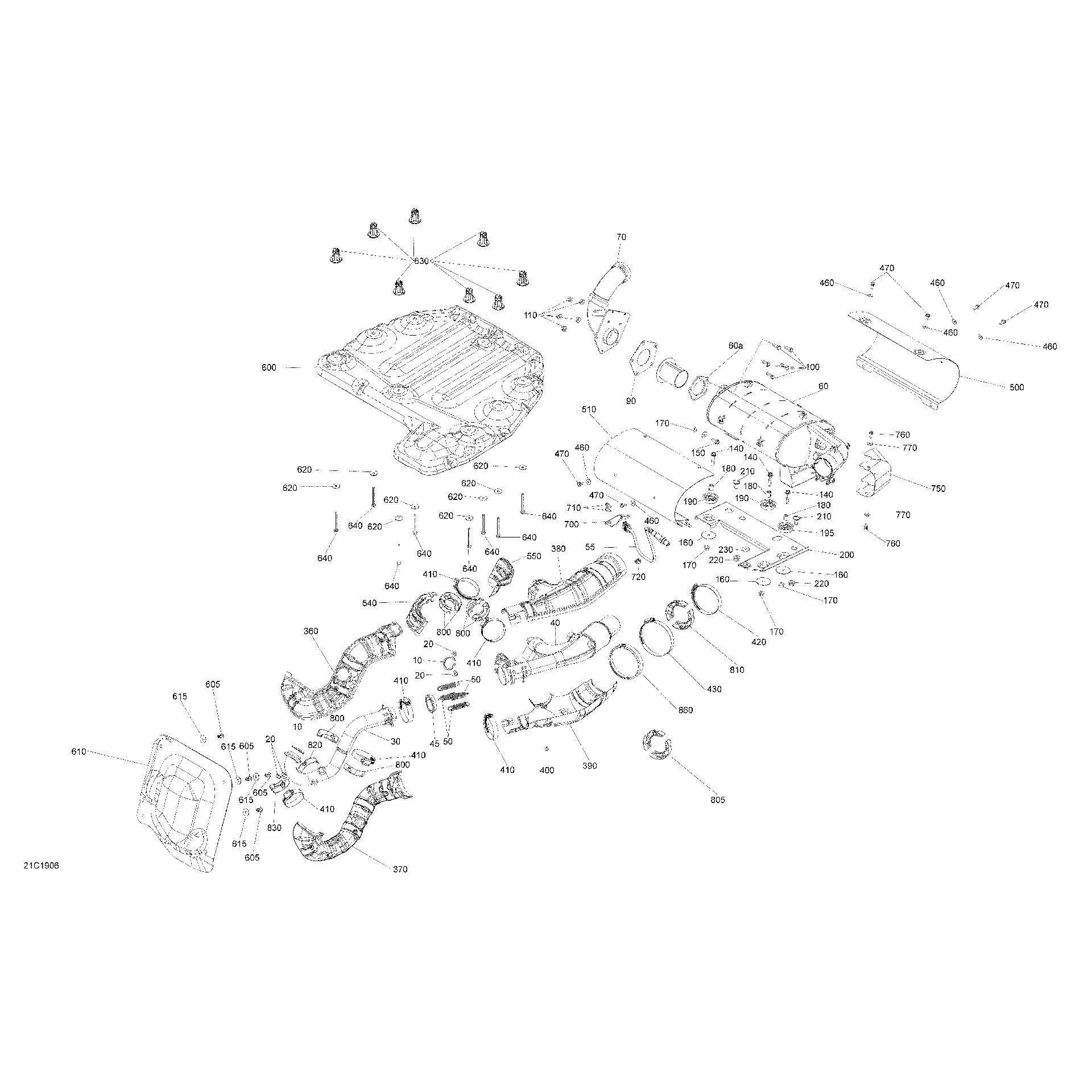 An Image of a Genuine Can-Am Parts Schematic Diagram showing the schematic - EXHAUST