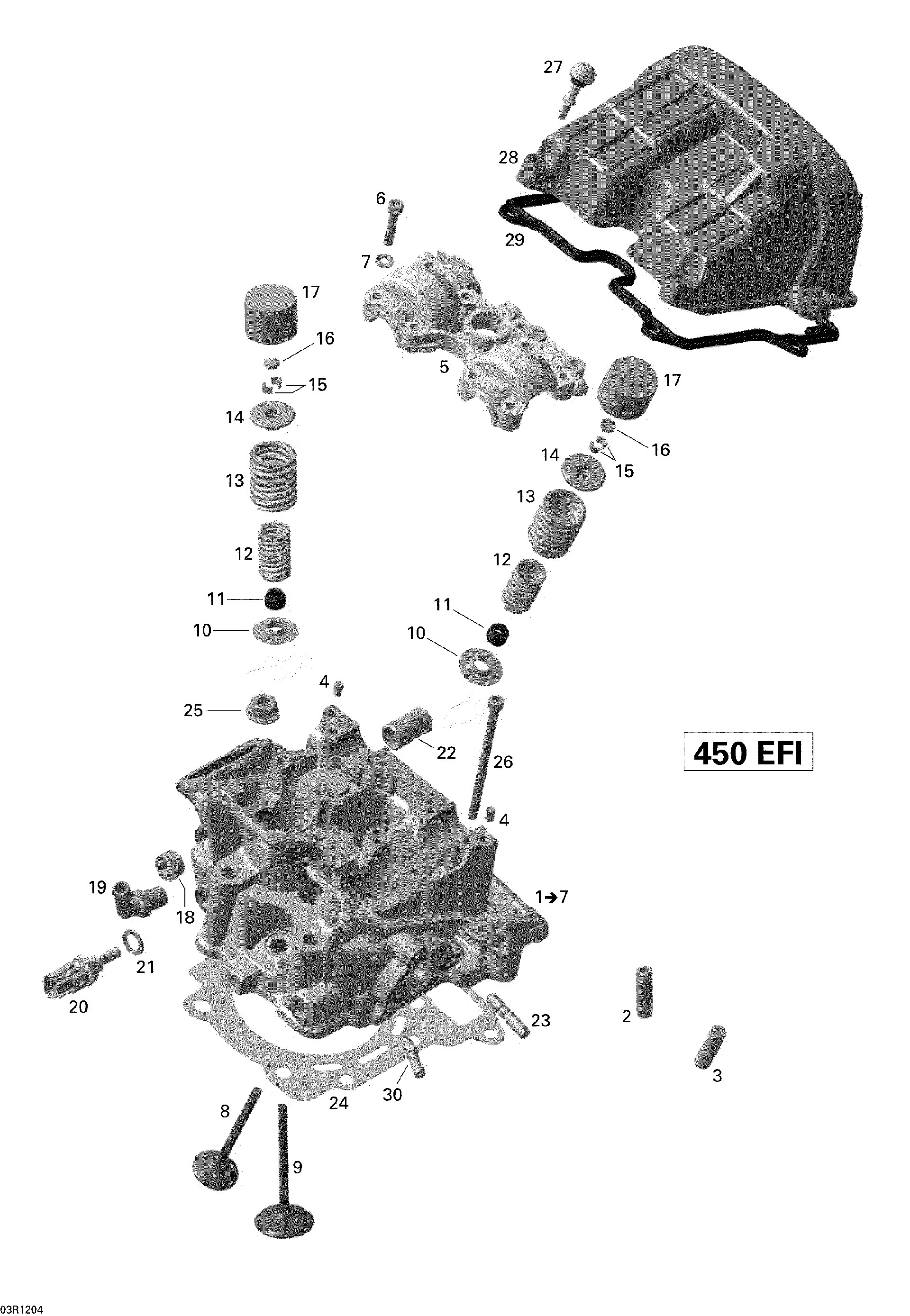 An Image of a Genuine Can-Am Parts Schematic Diagram showing the schematic - CYLINDER HEAD