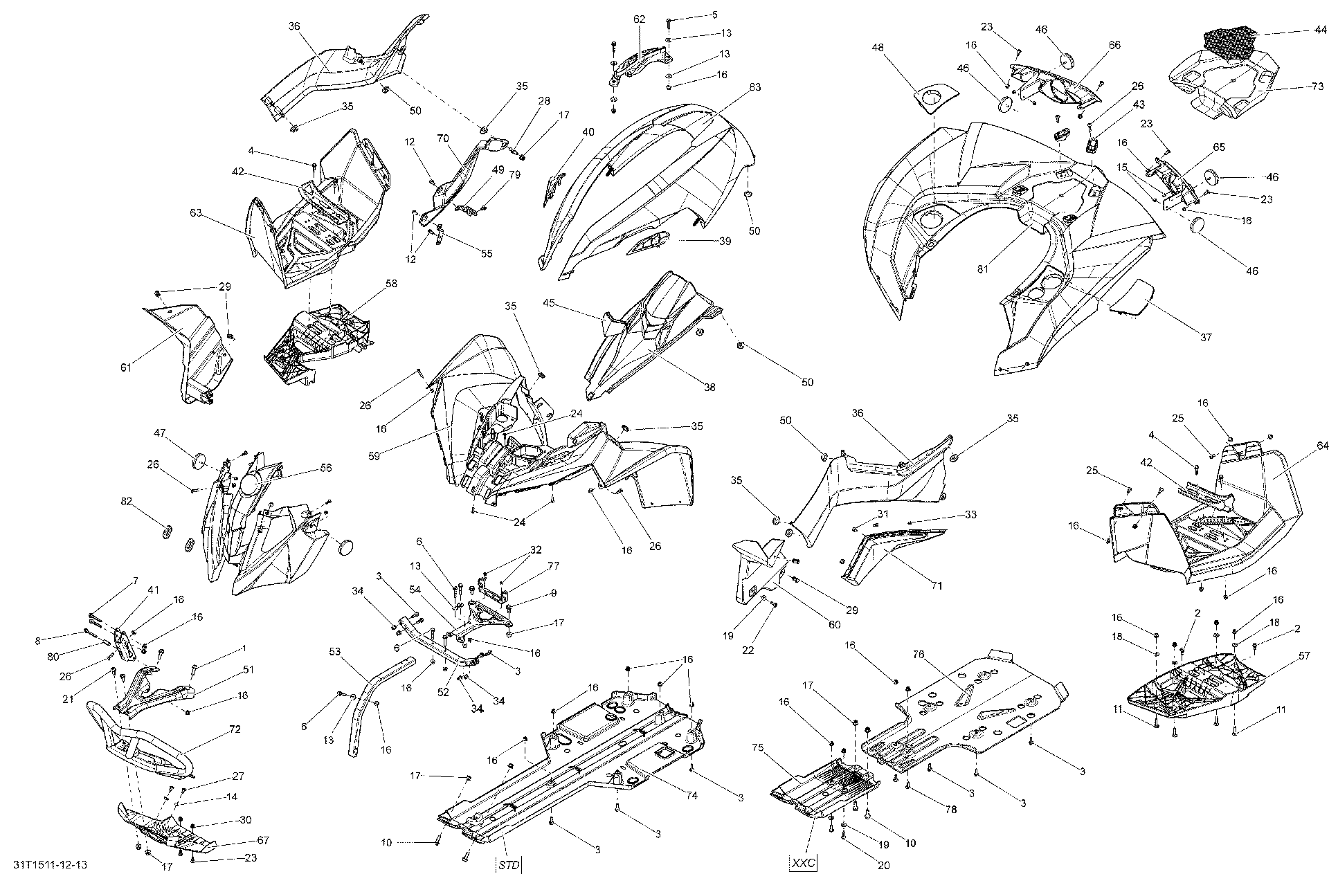 An Image of a Genuine Can-Am Parts Schematic Diagram showing the schematic - BODY AND ACCESSORIES _31T1513