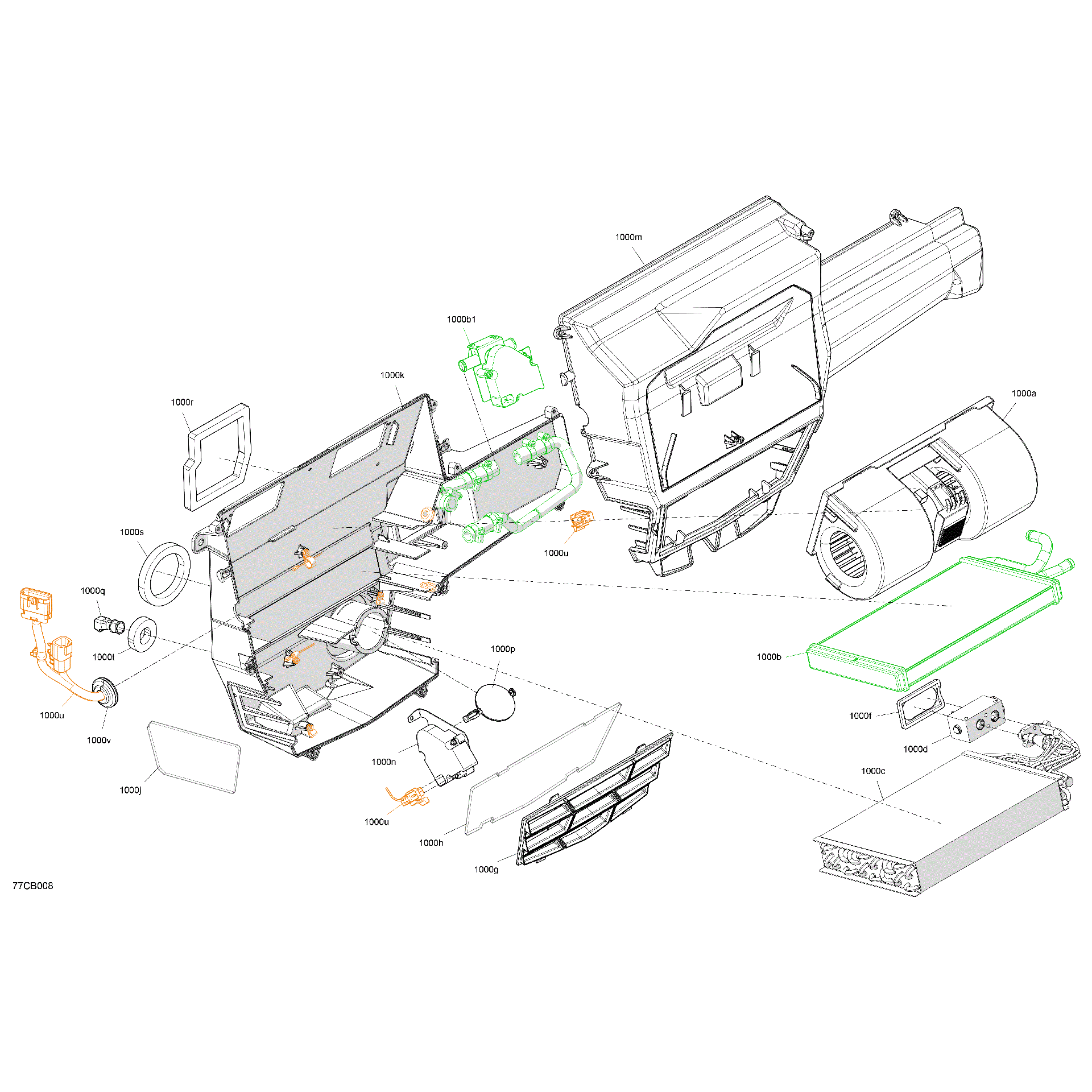 An Image of a Genuine Can-Am Parts Schematic Diagram showing the schematic - ENCLOSURE CAB - AIR CONDITIONING UNIT