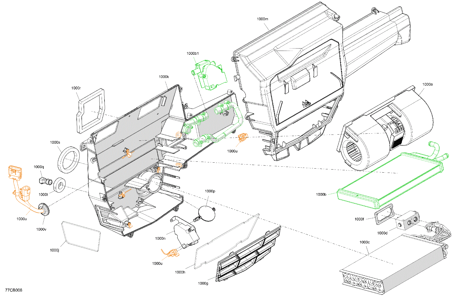 An Image of a Genuine Can-Am Parts Schematic Diagram showing the schematic - ENCLOSURE CAB - AIR CONDITIONING UNIT