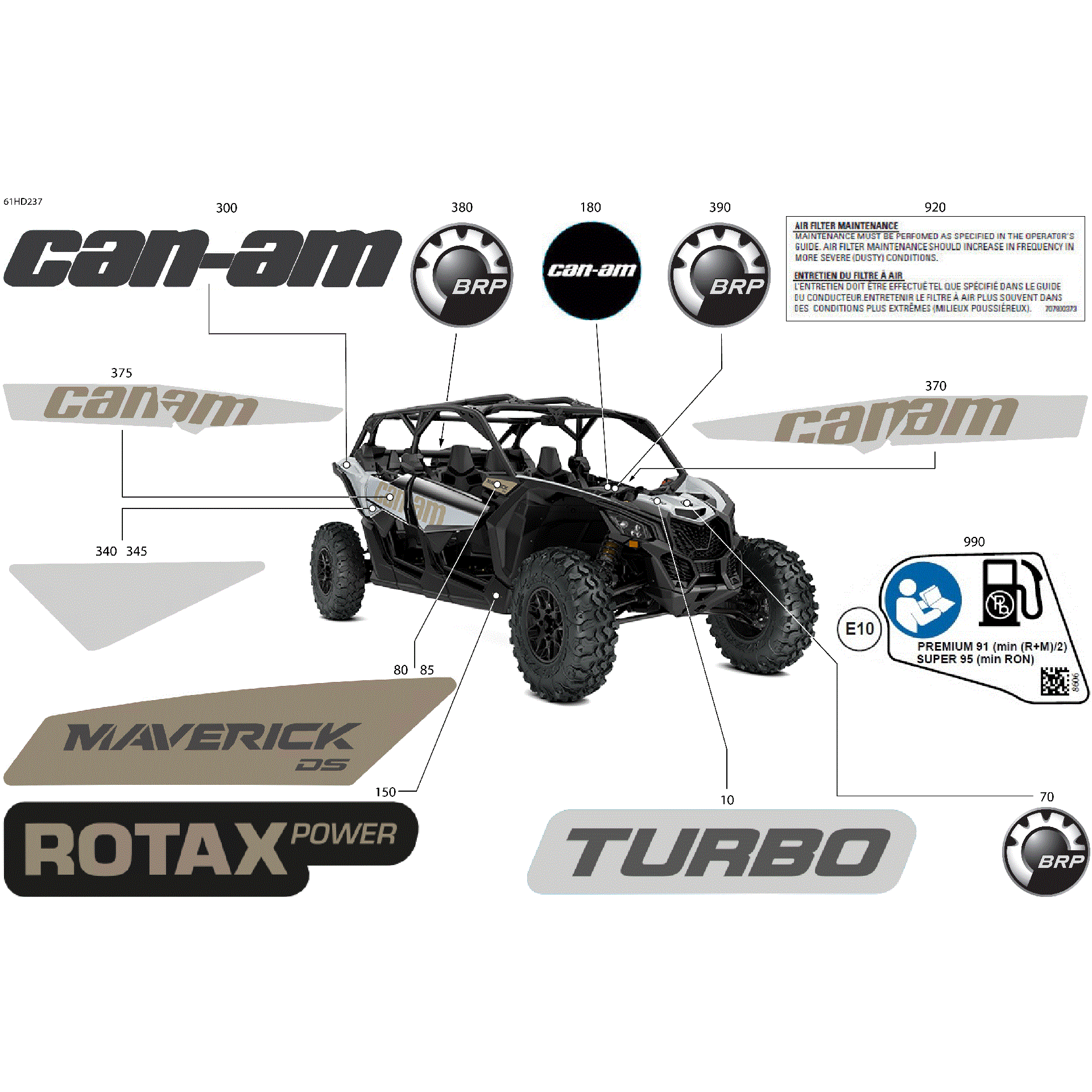 An Image of a Genuine Can-Am Parts Schematic Diagram showing the schematic - BODY - DECALS