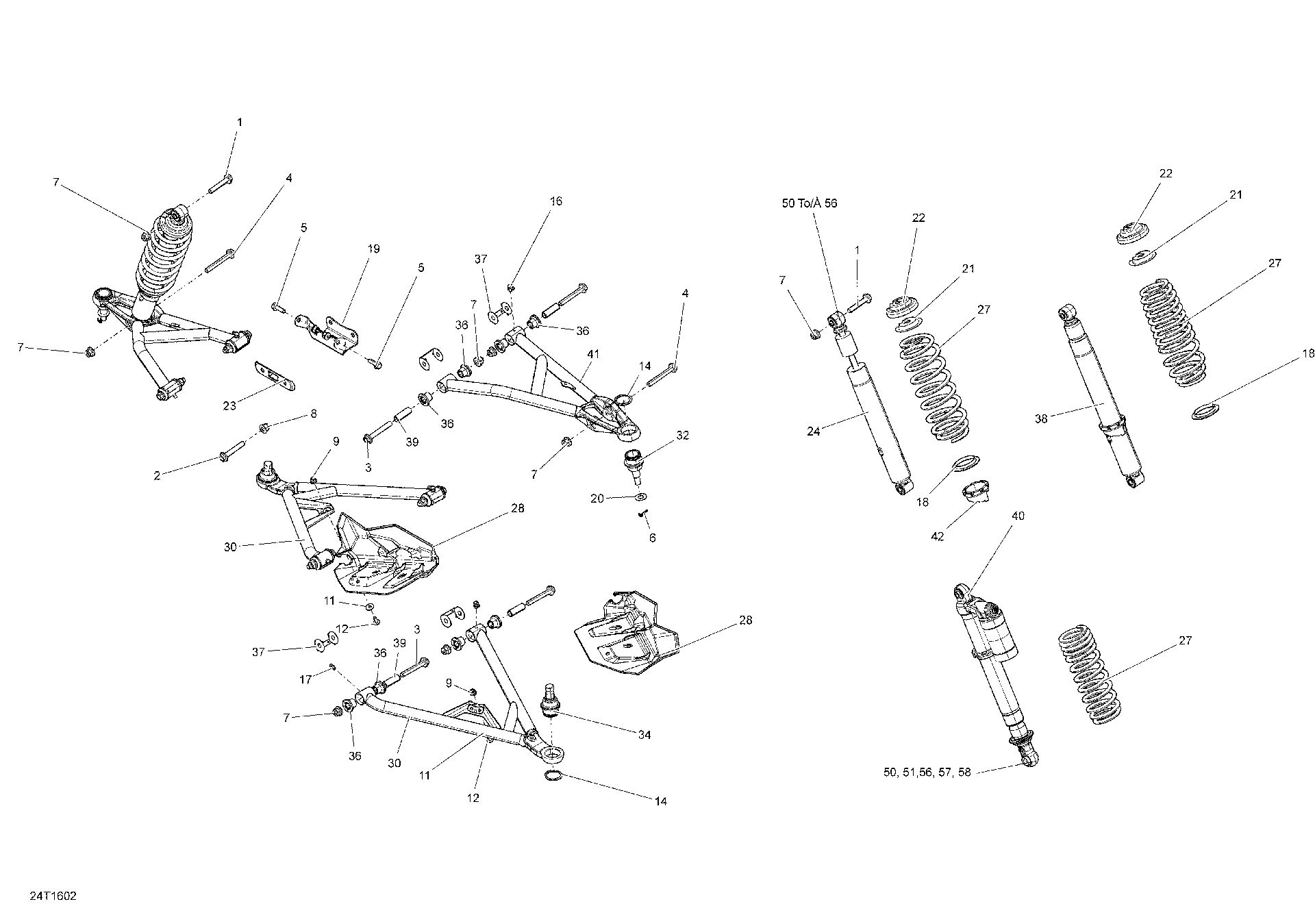 An Image of a Genuine Can-Am Parts Schematic Diagram showing the schematic - FRONT SUSPENSION - ALL MODELS