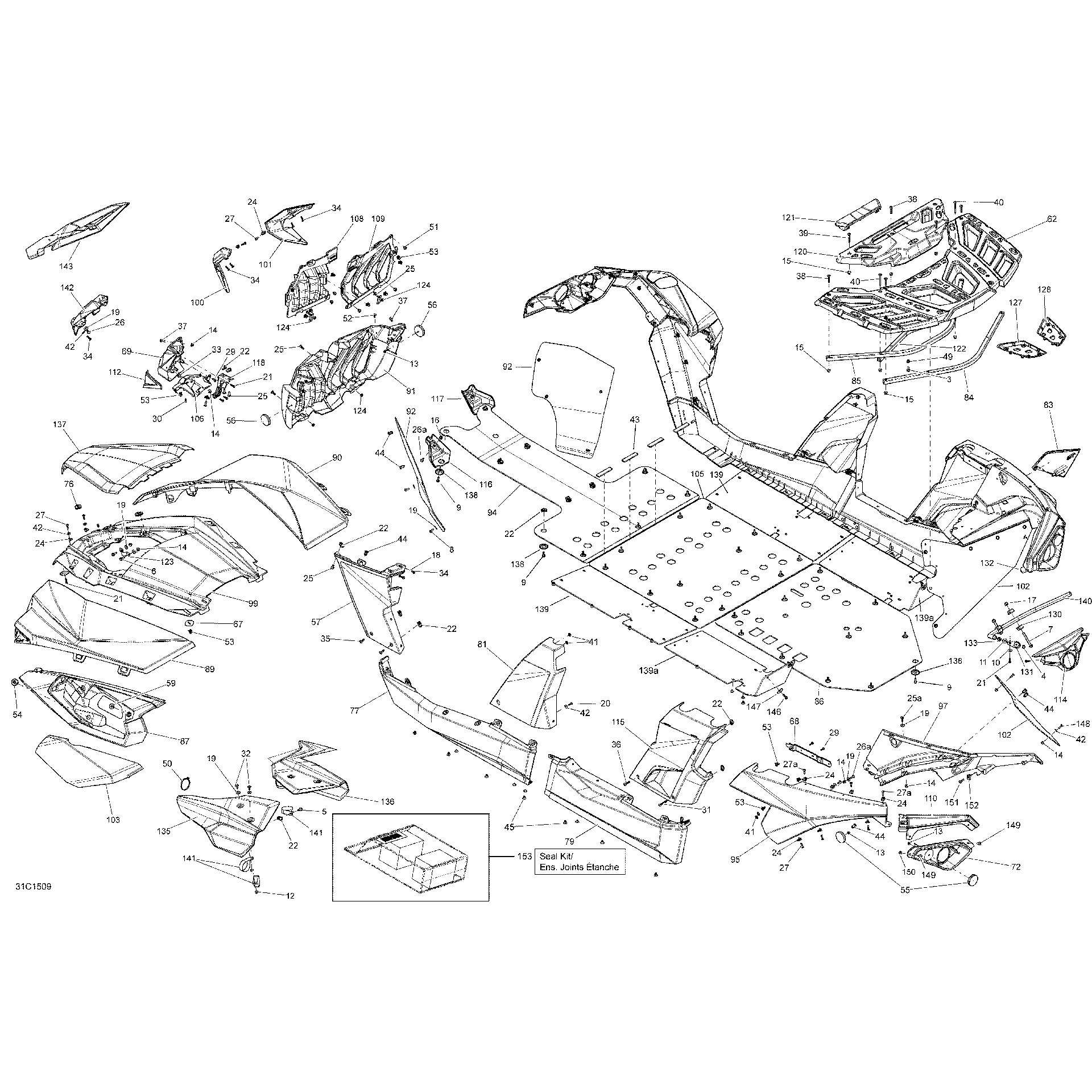 An Image of a Genuine Can-Am Parts Schematic Diagram showing the schematic - BODY AND ACCESSORIES _31C1509