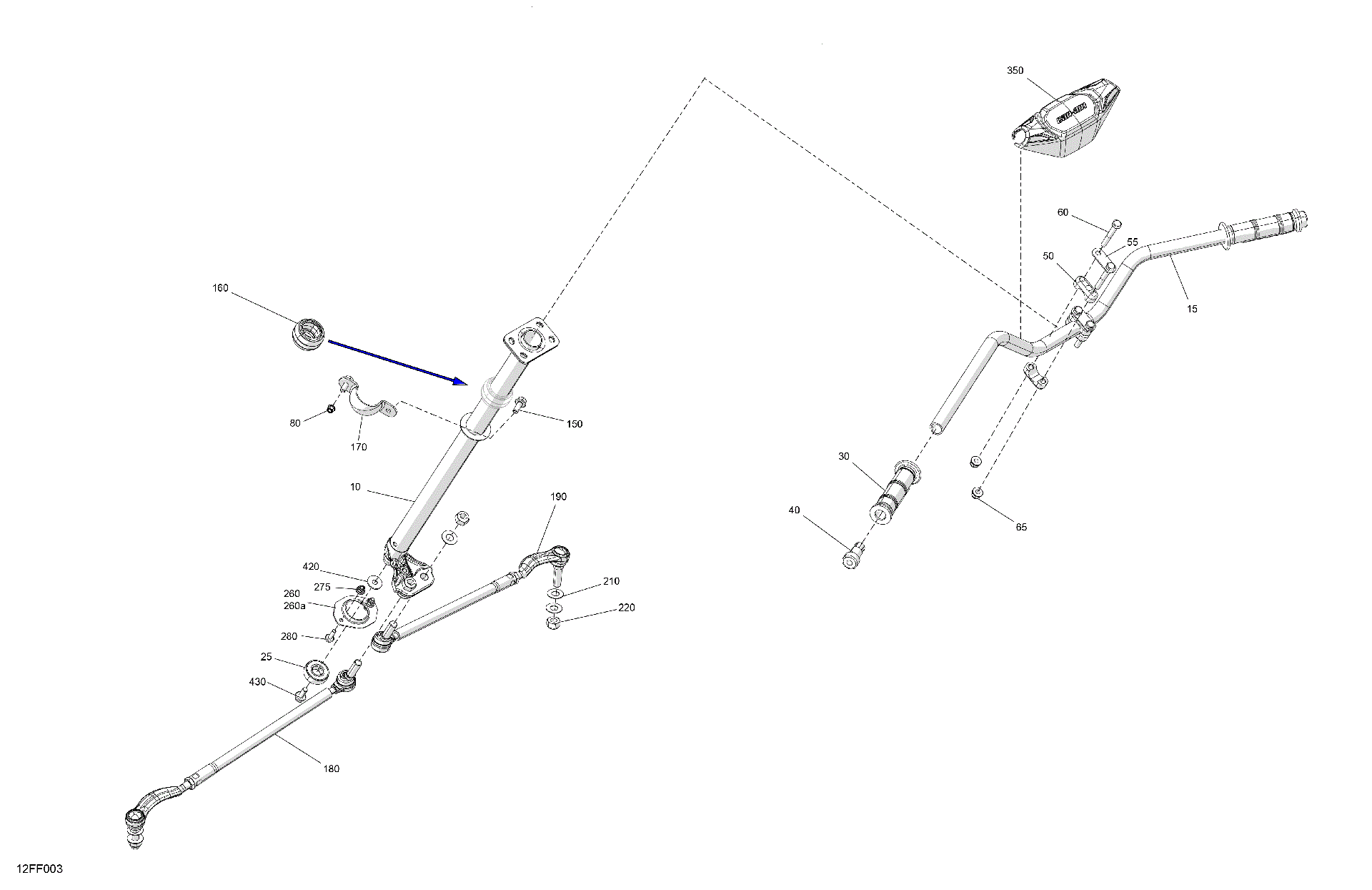 An Image of a Genuine Can-Am Parts Schematic Diagram showing the schematic - MECHANIC - STEERING - BUILT BEFORE DECEMBER 3RD 2026